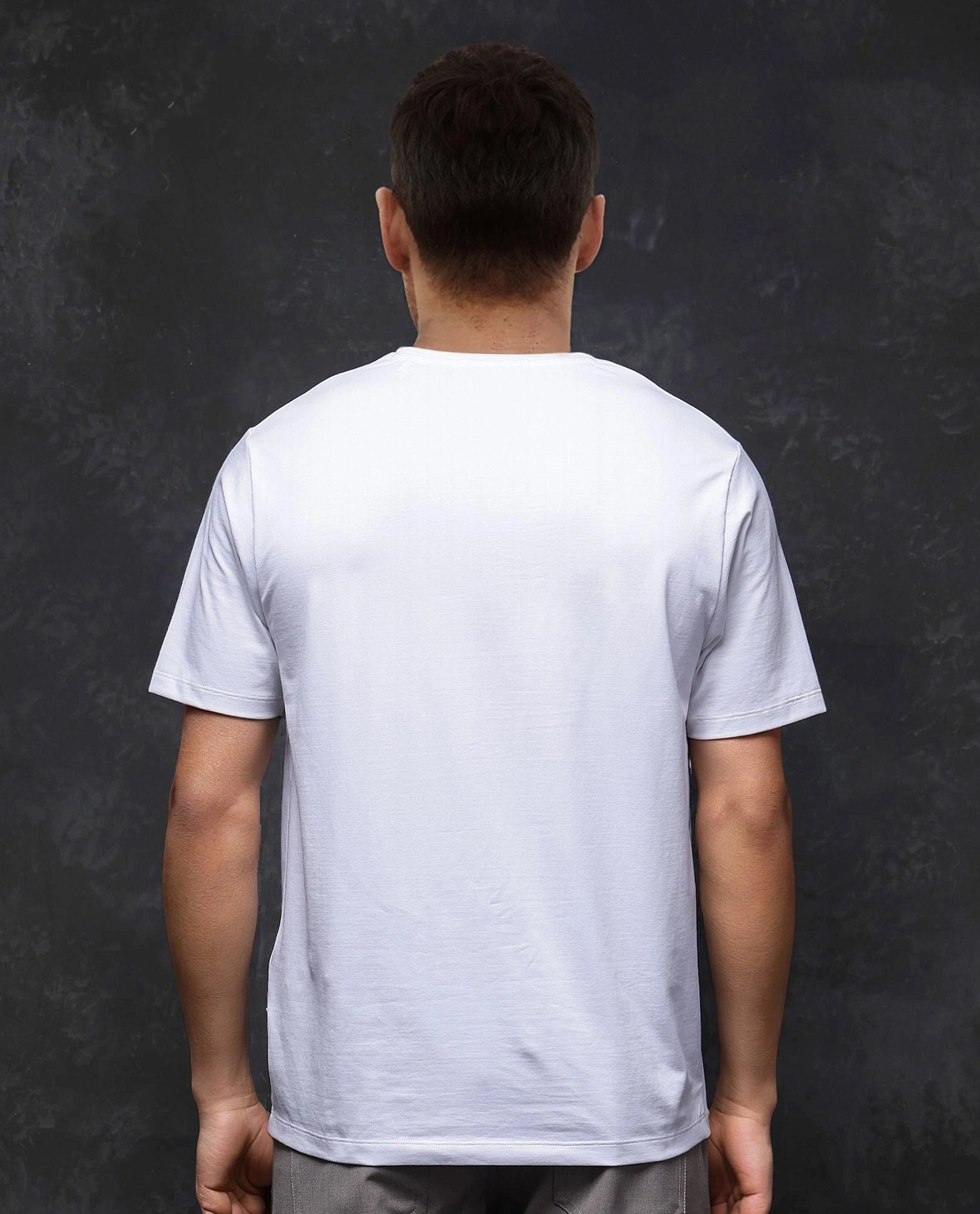 Rare Rabbit Men Spectre White Short Sleeve Crew Neck Graphic Print T-Shirt