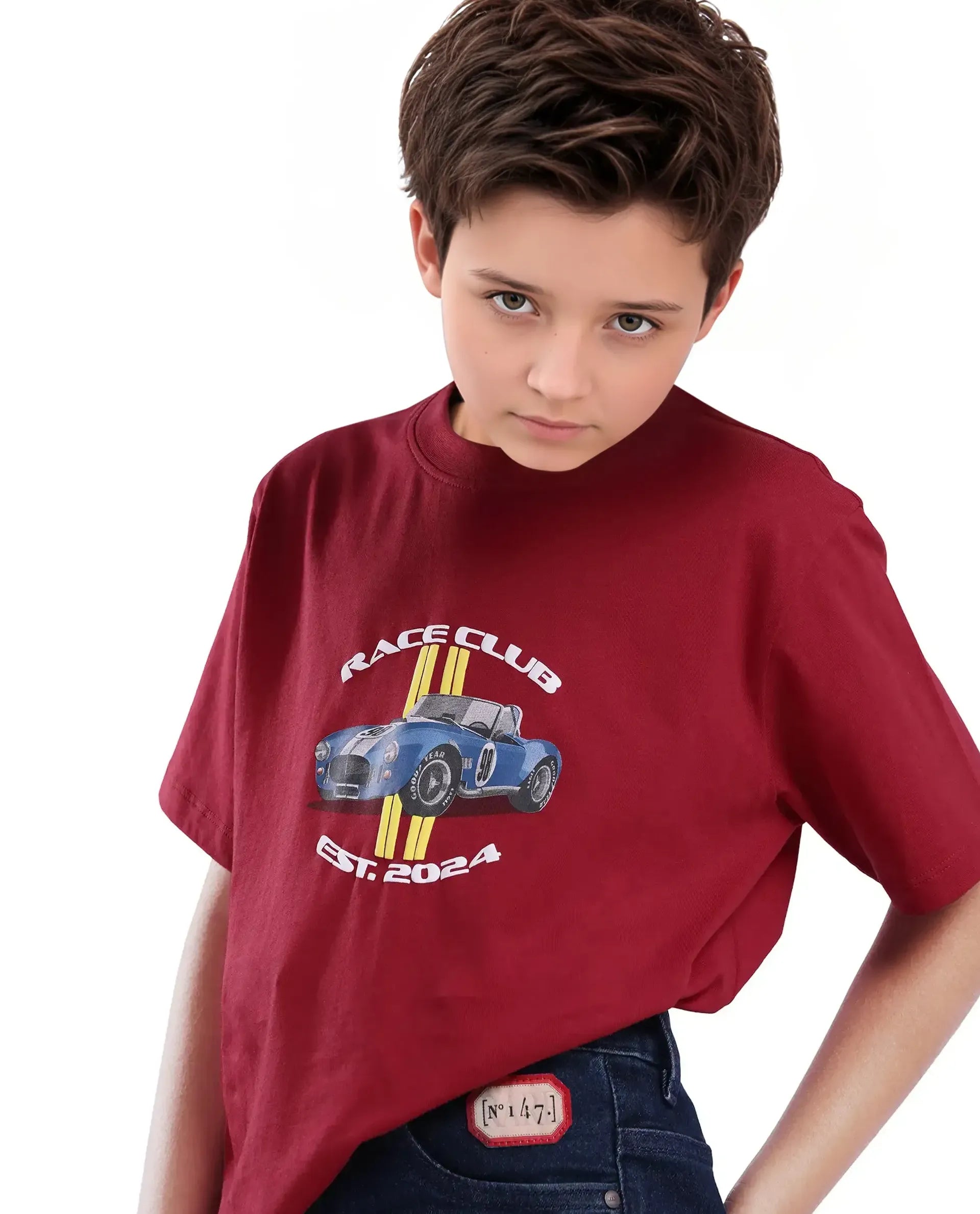 Rare Ones Kids Speed Red Cotton Half Sleeve Printed Slip-On Closure Regular Fit T-Shirt