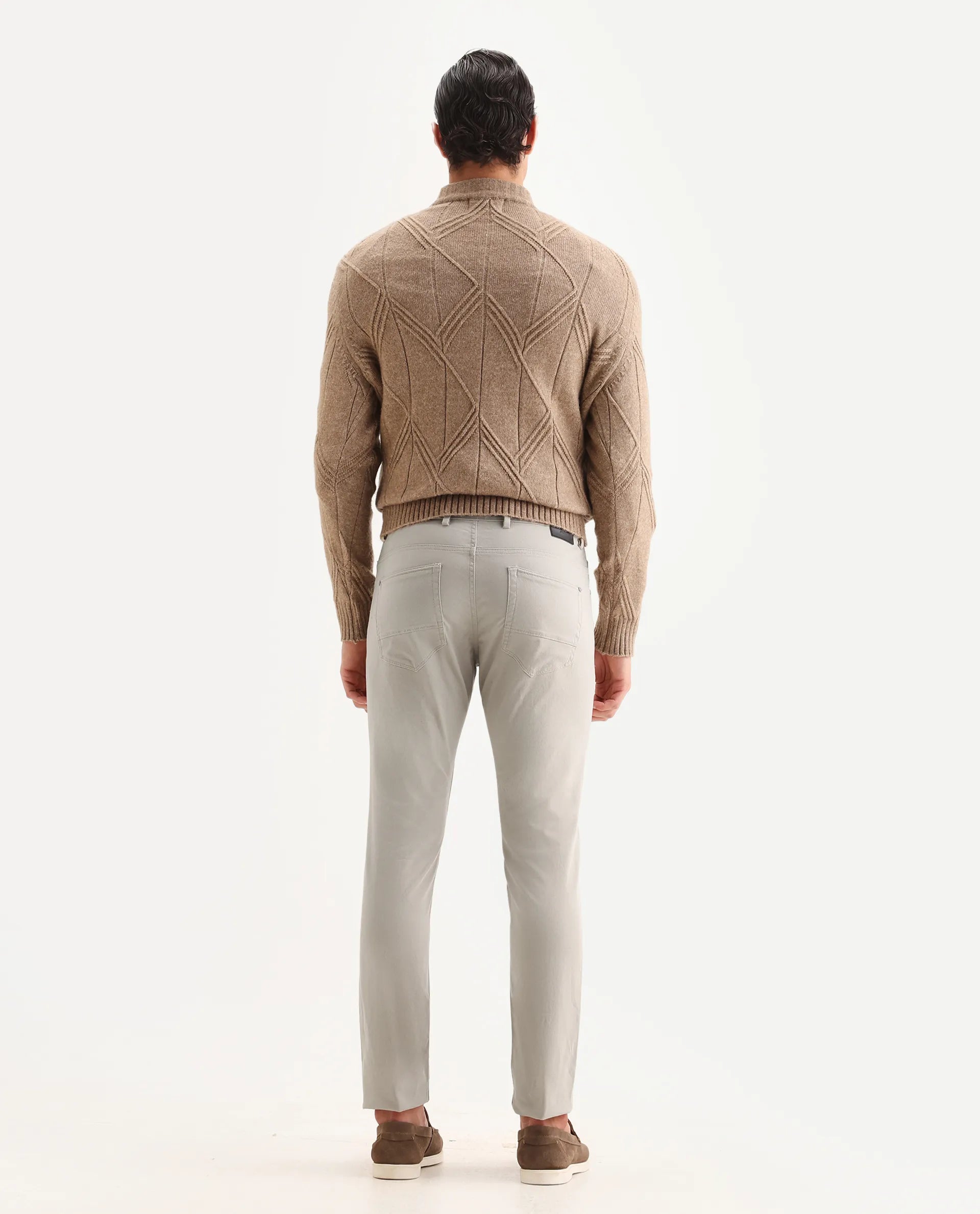Rare Rabbit Men's Spoke-22 Beige Cotton Plain Regular Fit Trouser