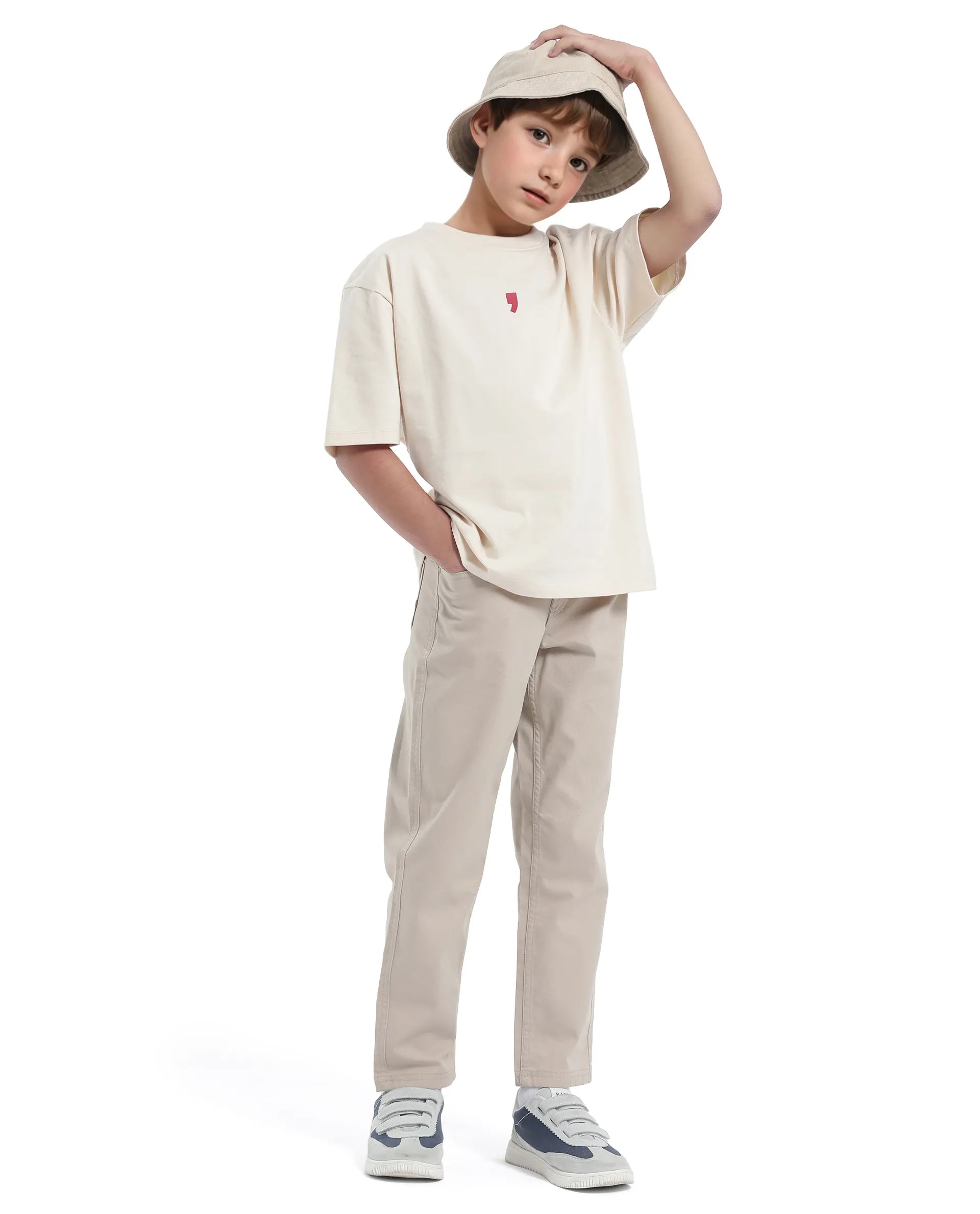 Rare Ones Kids Spoke-K Beige Cotton Button & Zip Closure Solid Regular Fit Trouser