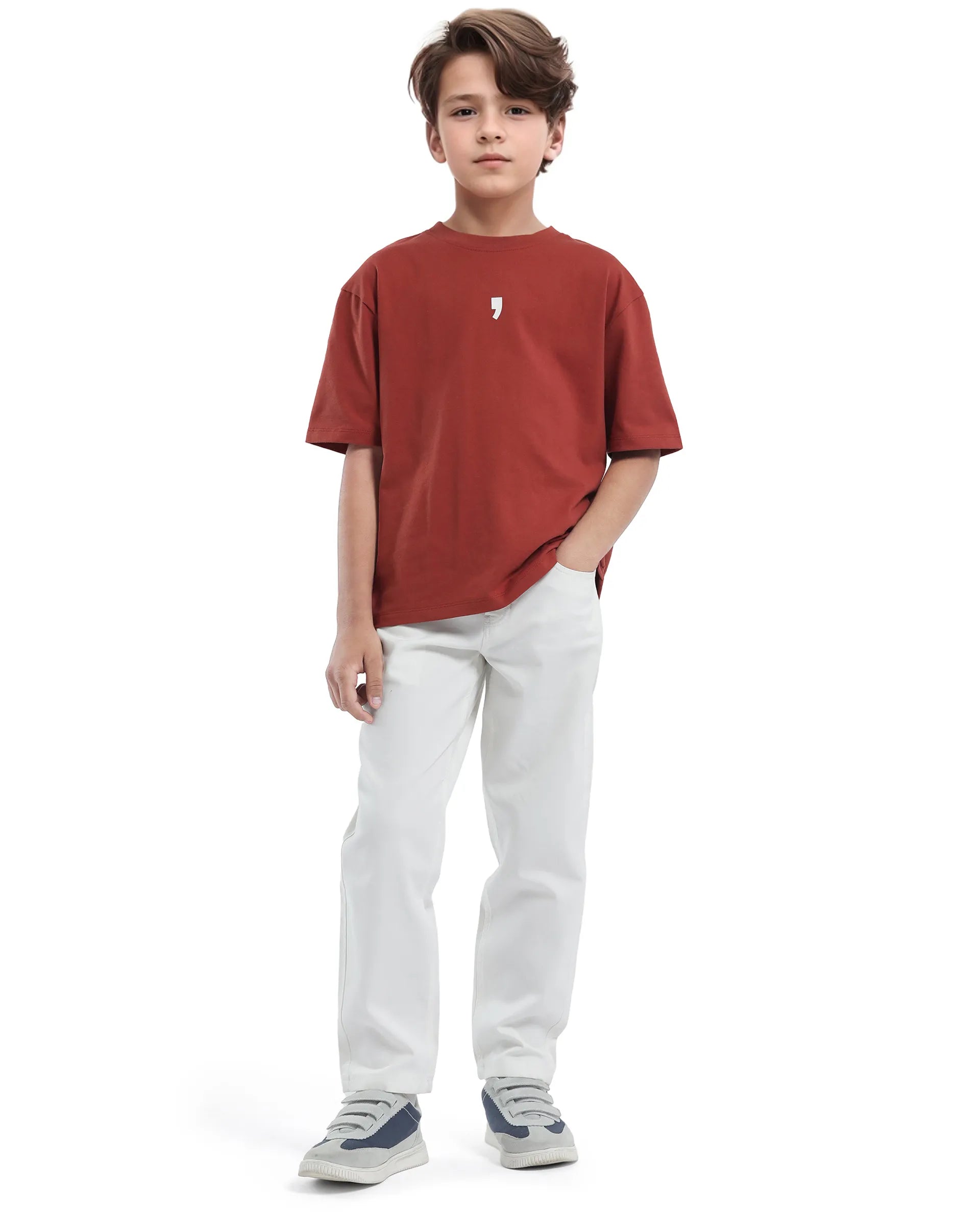 Rare Ones Kids Spoke-K White Cotton Button & Zip Closure Solid Regular Fit Trouser