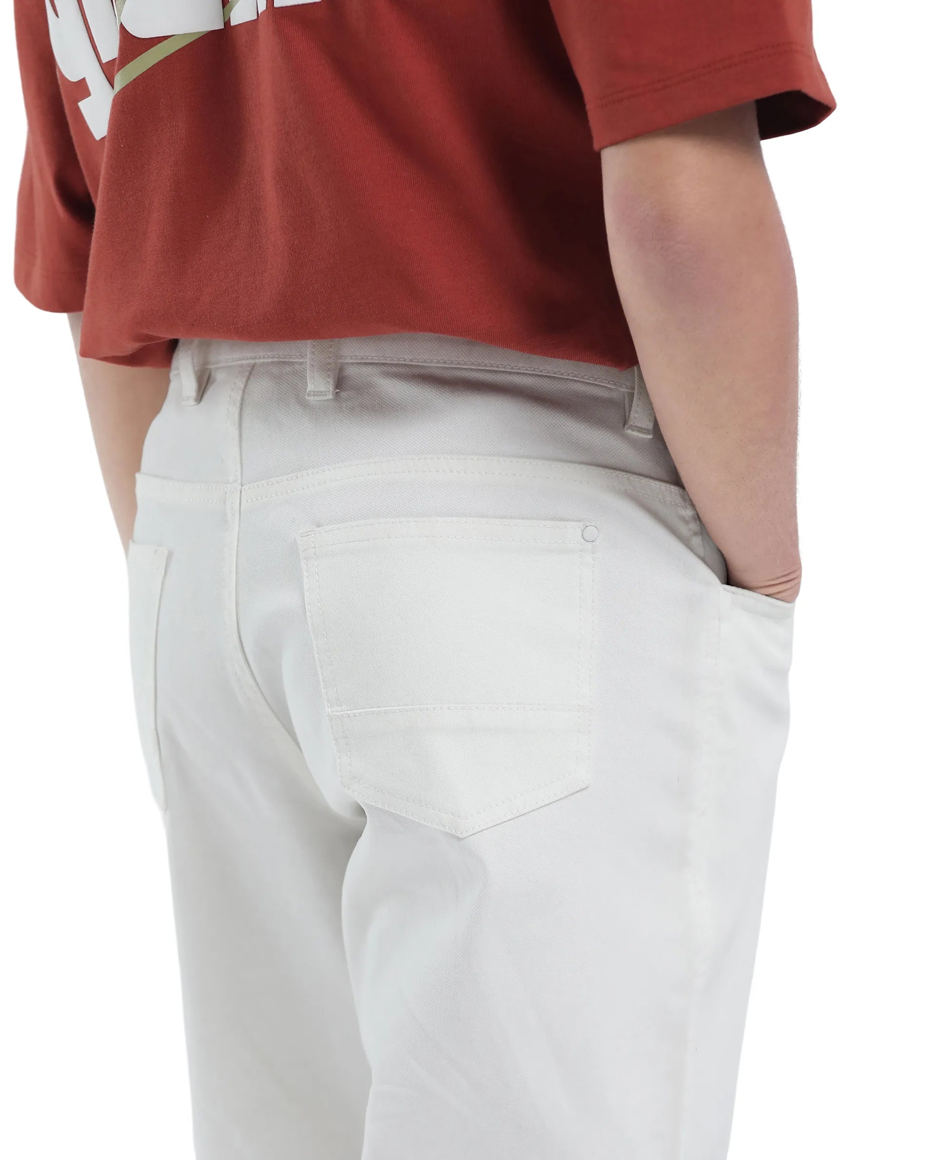 Rare Ones Kids Spoke-K White Cotton Button & Zip Closure Solid Regular Fit Trouser