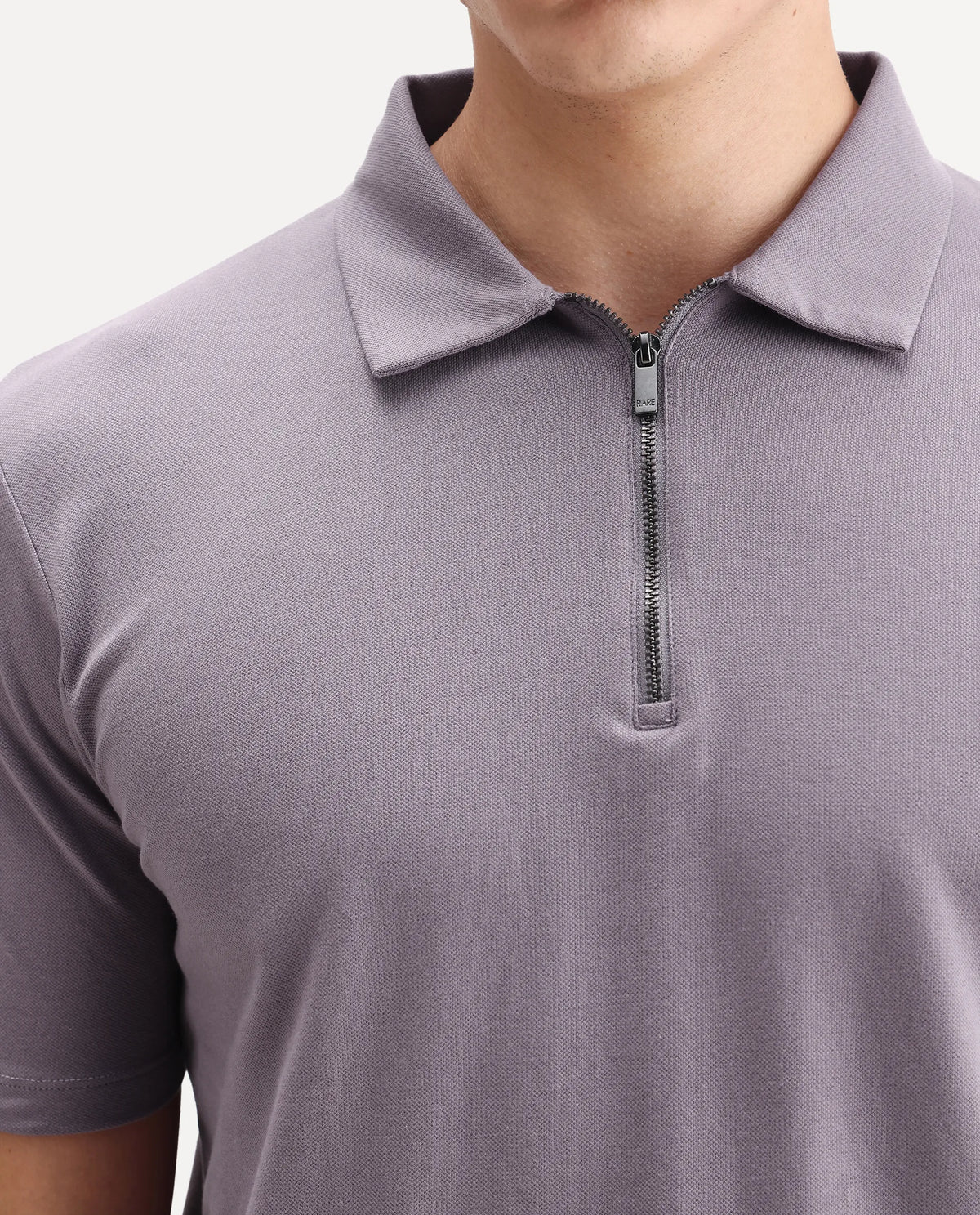 Rare Rabbit Men's Stan 2 Dusky Purple Cotton Blend Plain Regular Fit Half Sleeve Polo