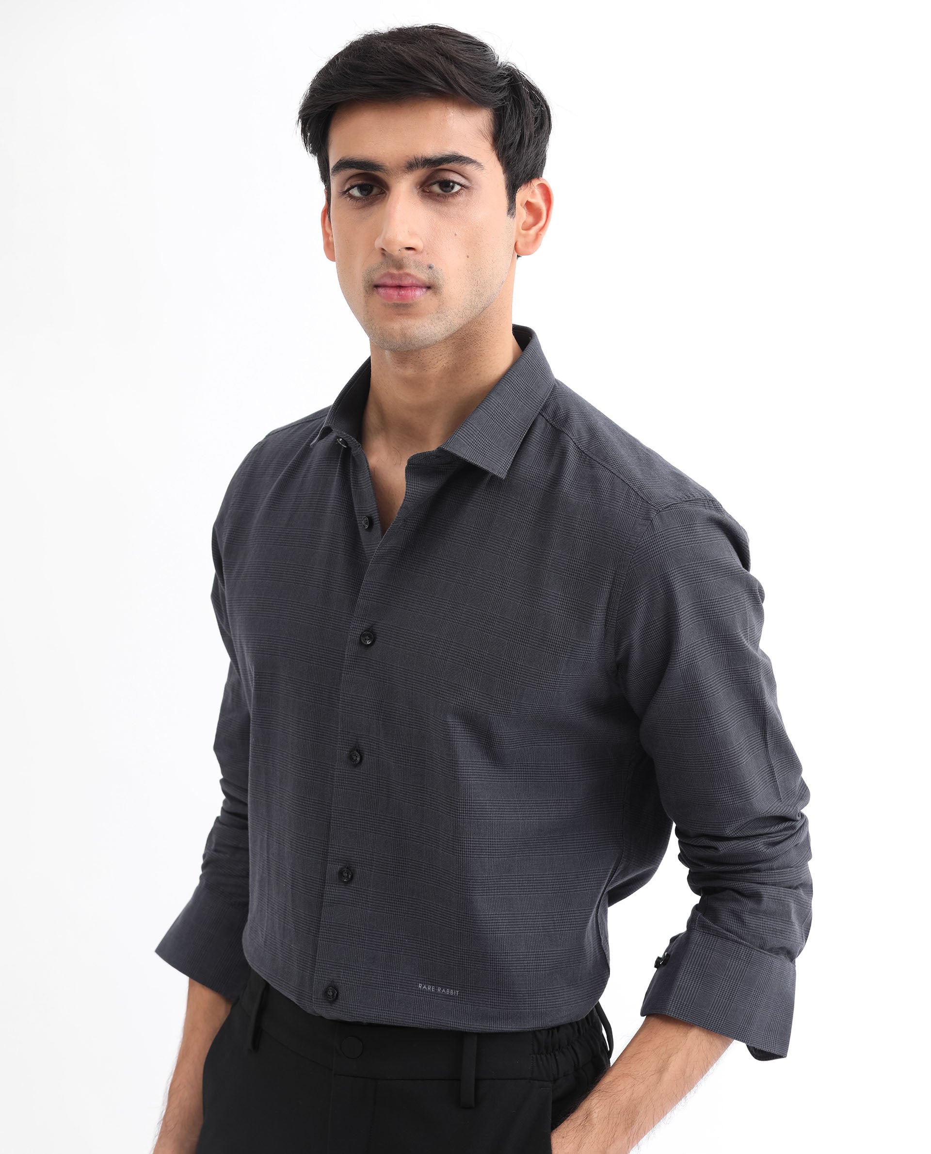 Rare Rabbit Men's Stark Black Full Sleeves Checks Print Shirt