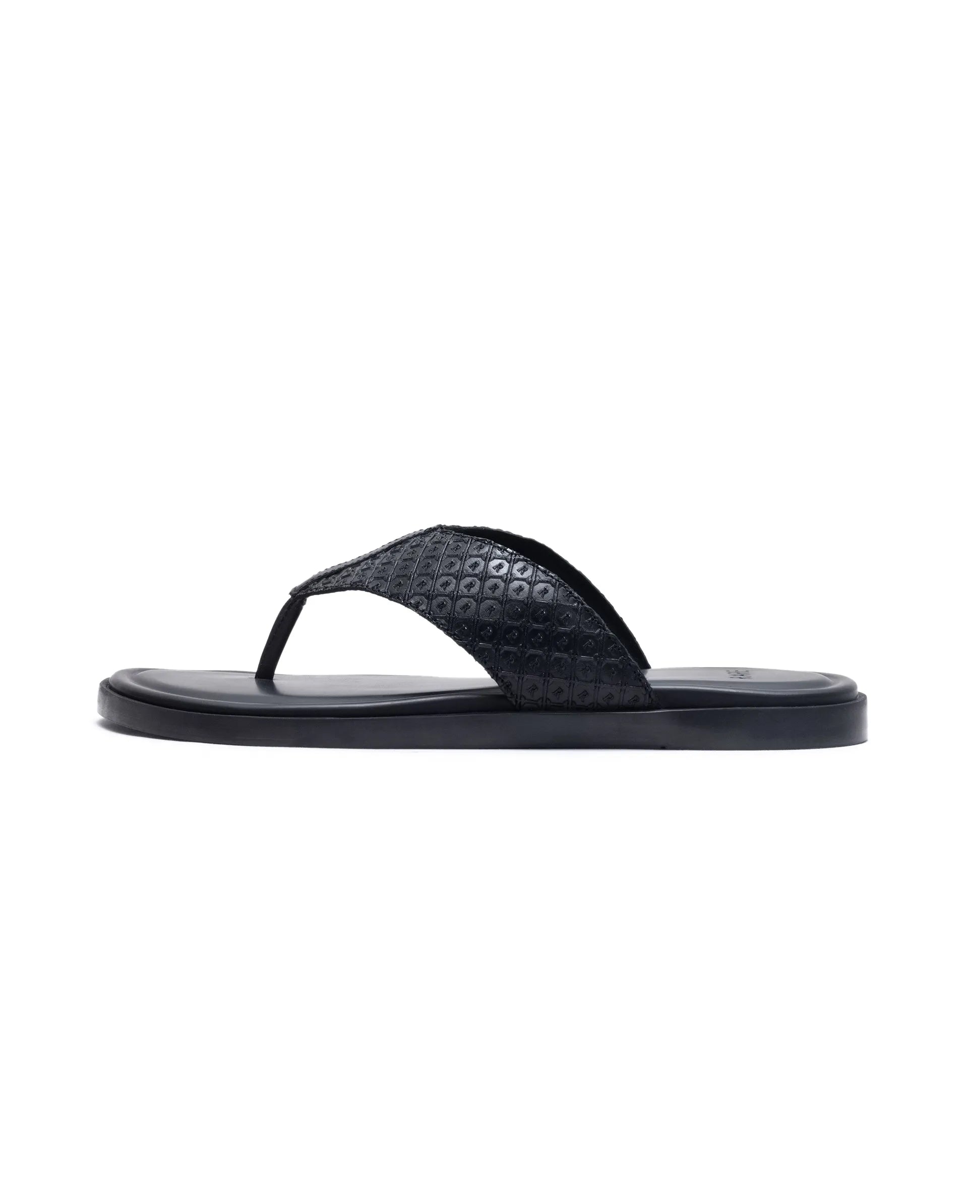 Rare Rabbit Men's Starry Black Slip-On Closure Sandal
