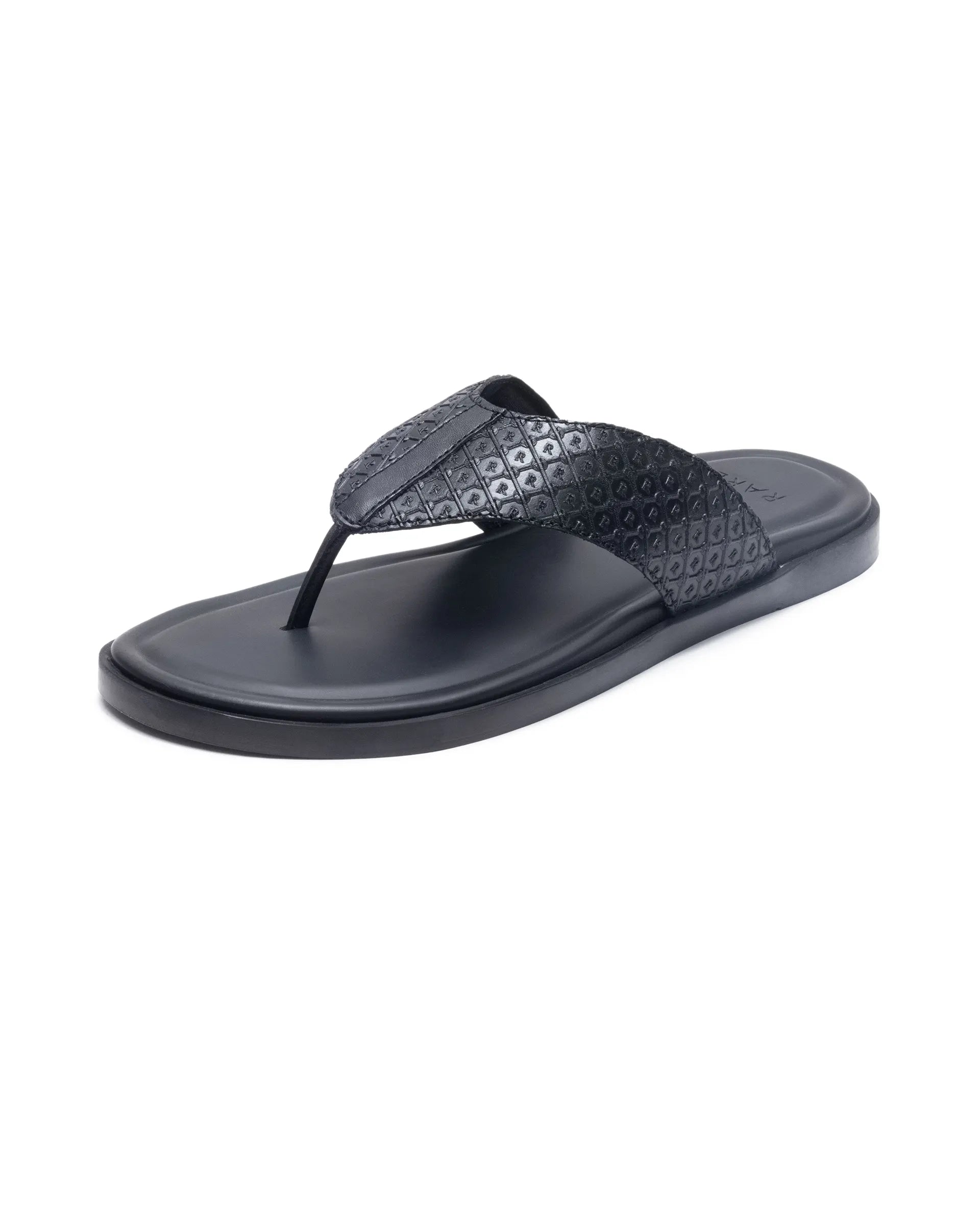 Rare Rabbit Men's Starry Black Slip-On Closure Sandal