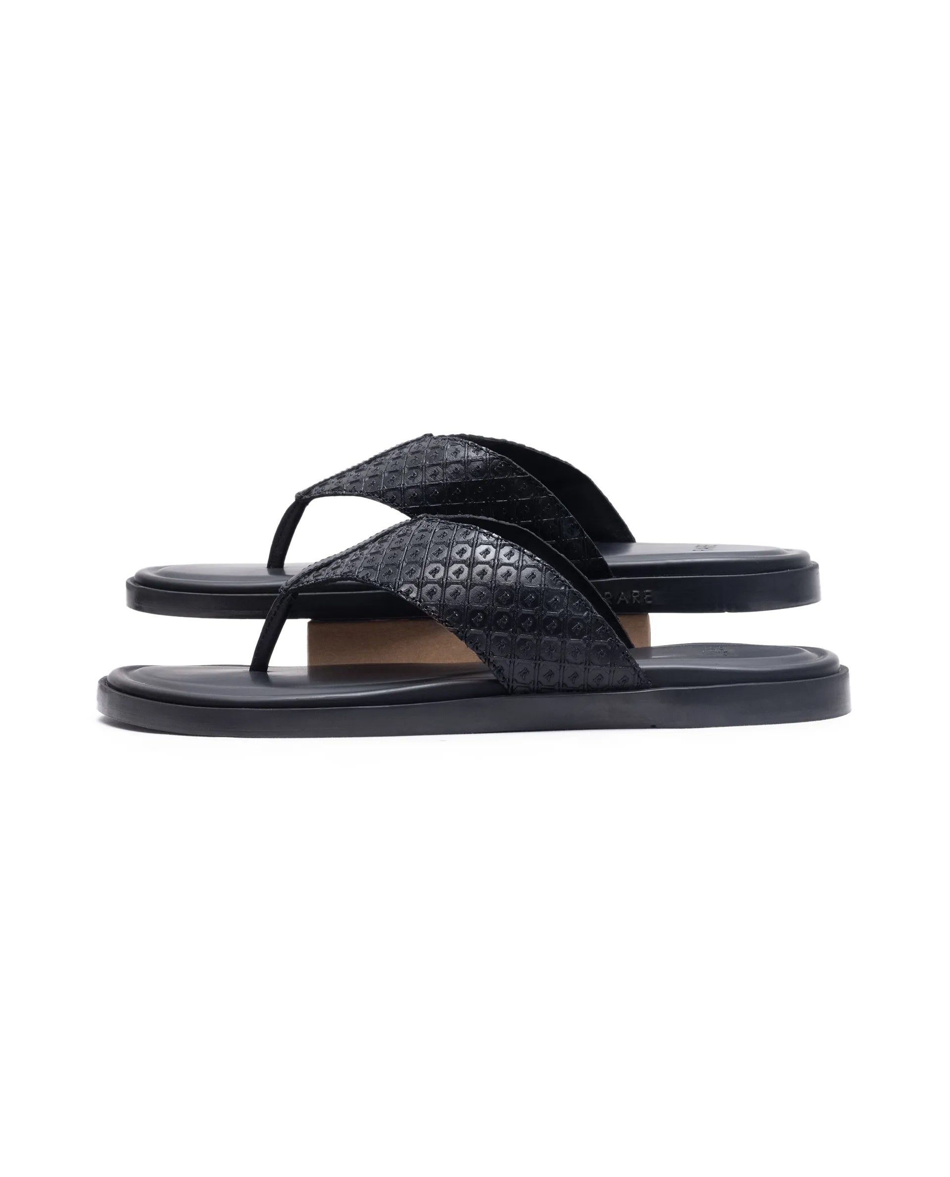 Rare Rabbit Men's Starry Black Slip-On Closure Sandal