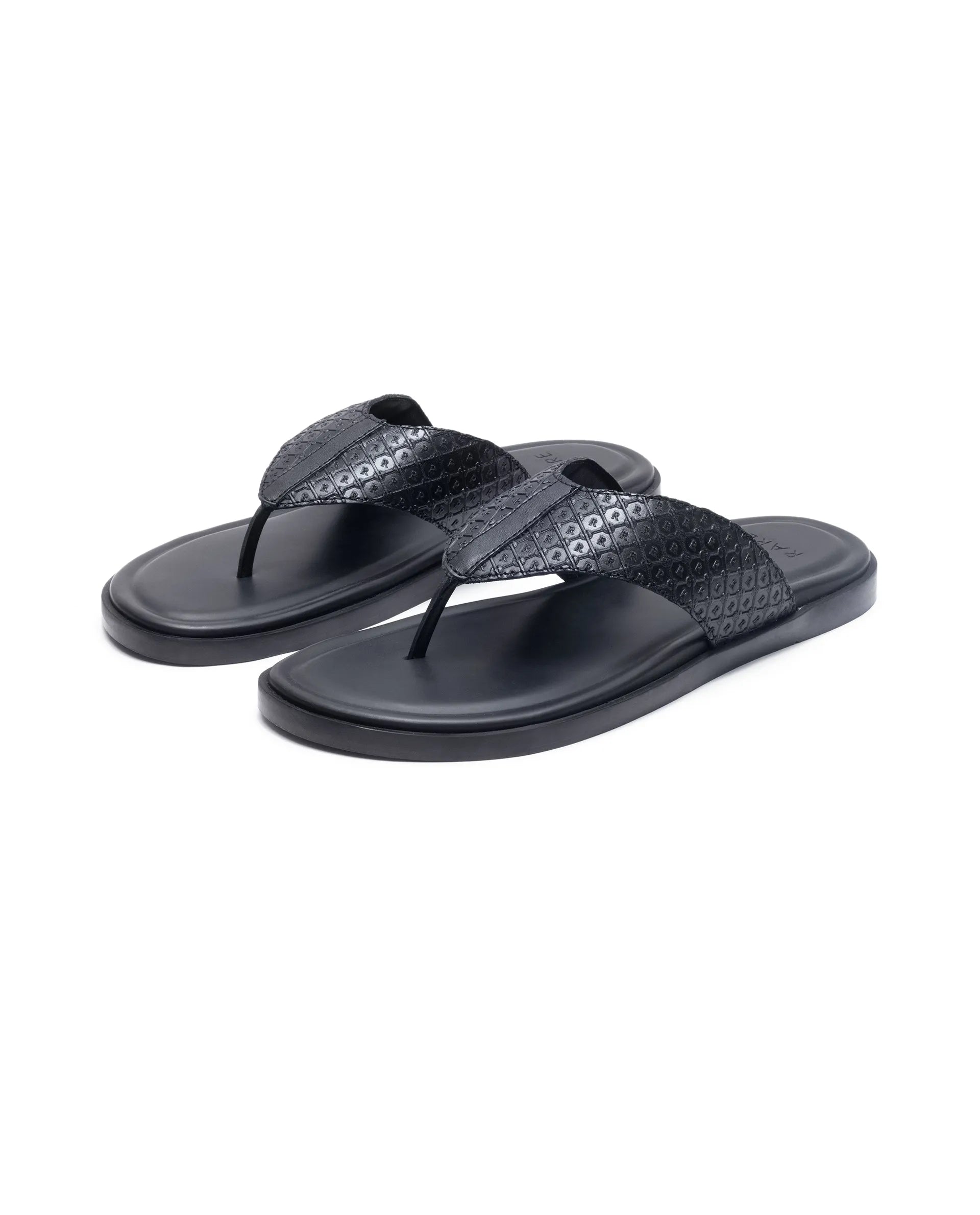 Rare Rabbit Men's Starry Black Slip-On Closure Sandal