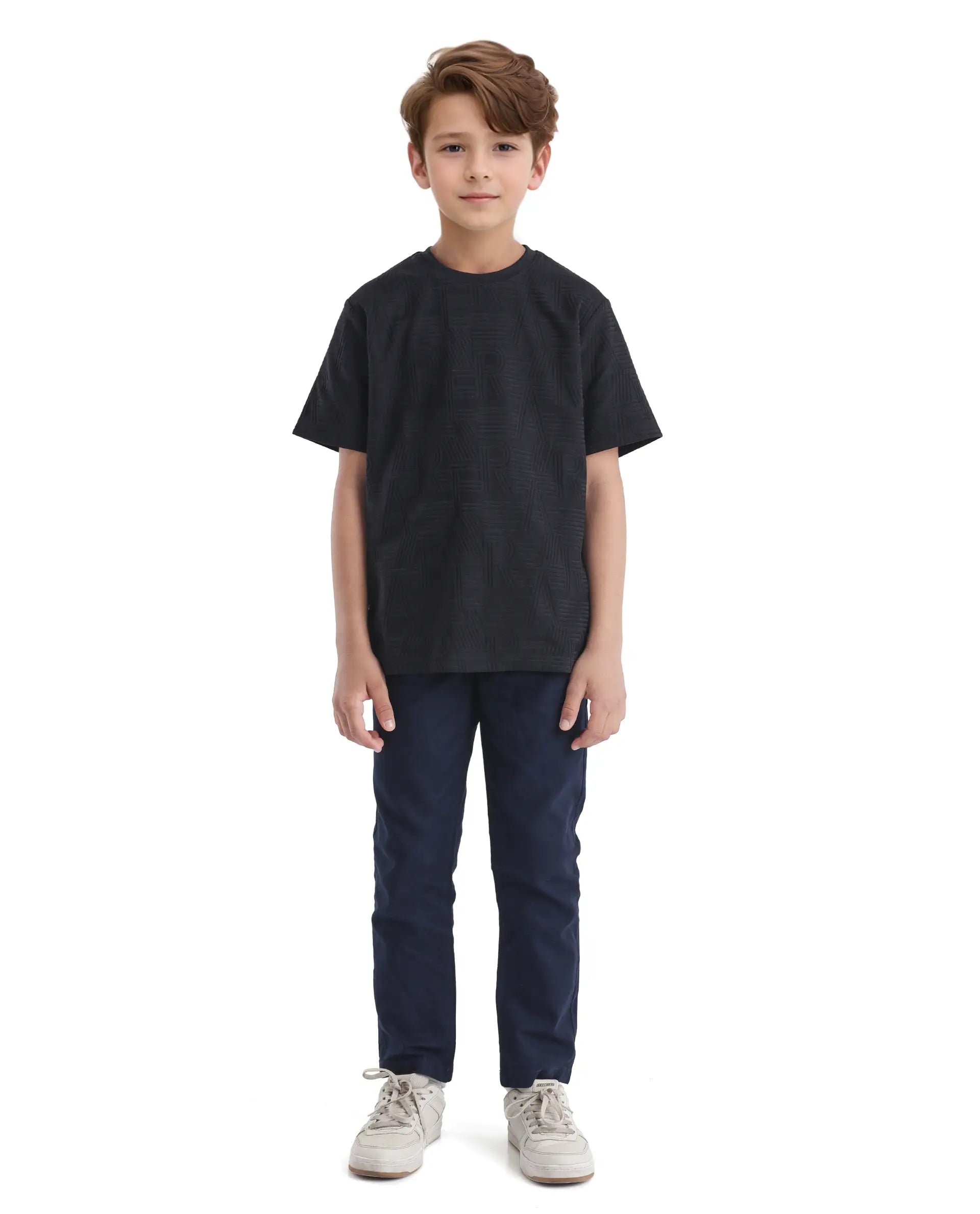 Rare Ones Kids Stom Black Cotton Short Sleeve Crew Neck Solid T-Shirt