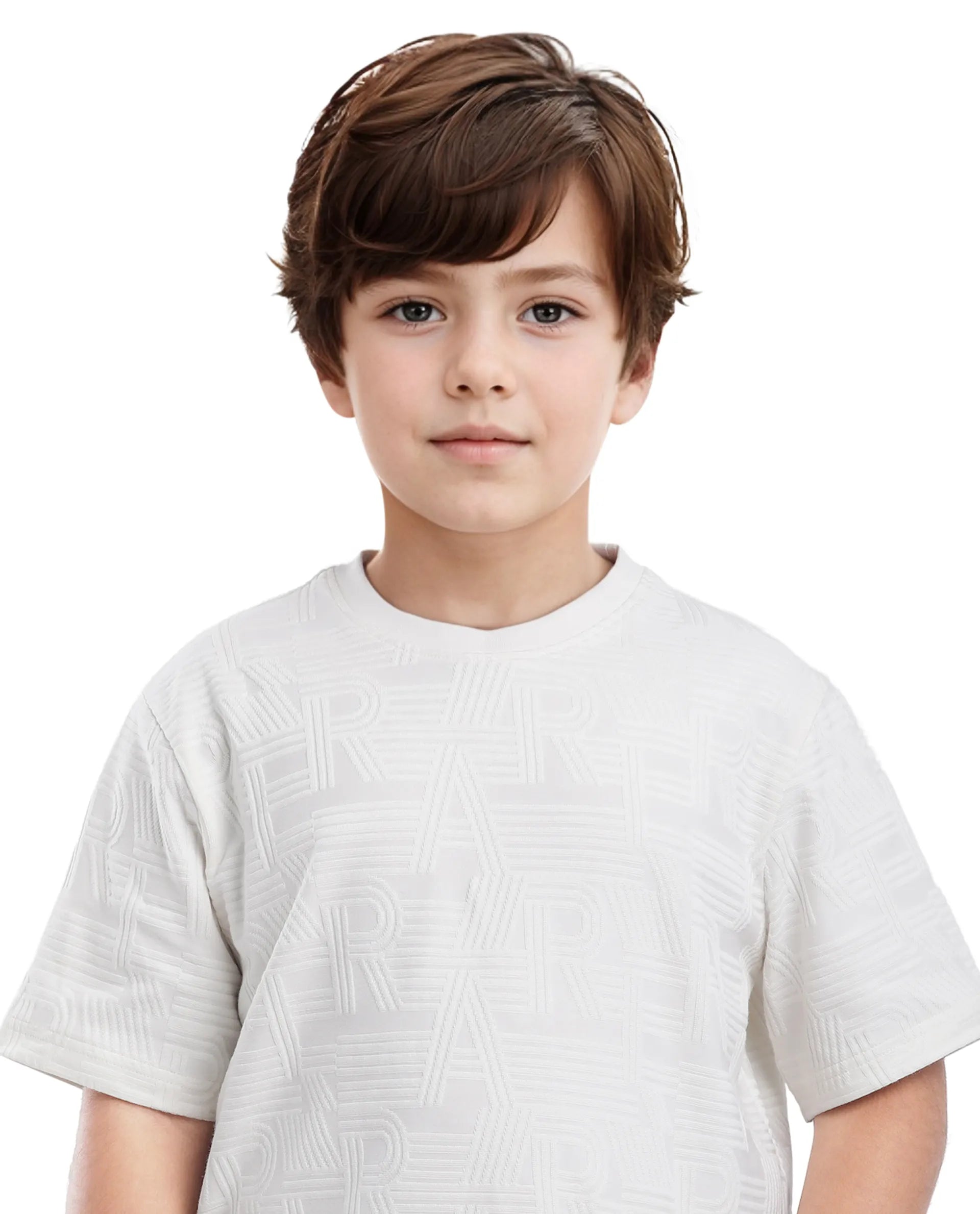 Rare Ones Kids Stom Offwhite Cotton Short Sleeve Crew Neck Solid T-Shirt