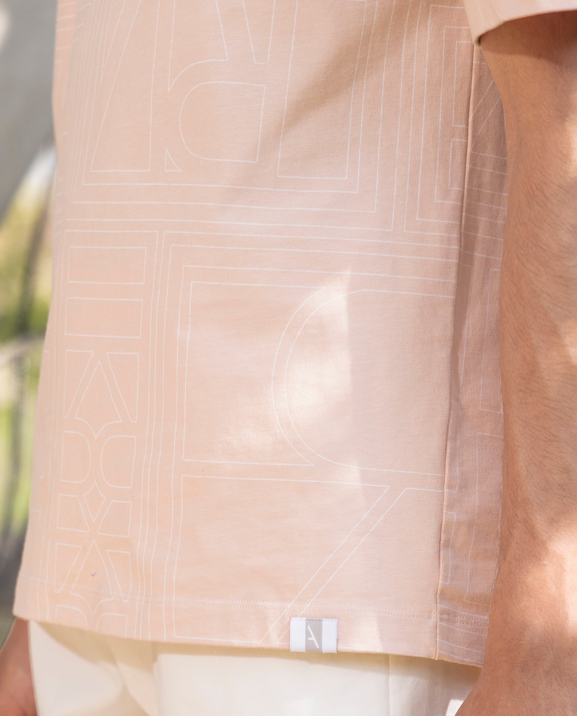 Rare Rabbit Articale Men's Hagrid Pastel Pink Cotton Polyester Fabric Crew Neck Oversized Fit Branded Graphic Print T-Shirt