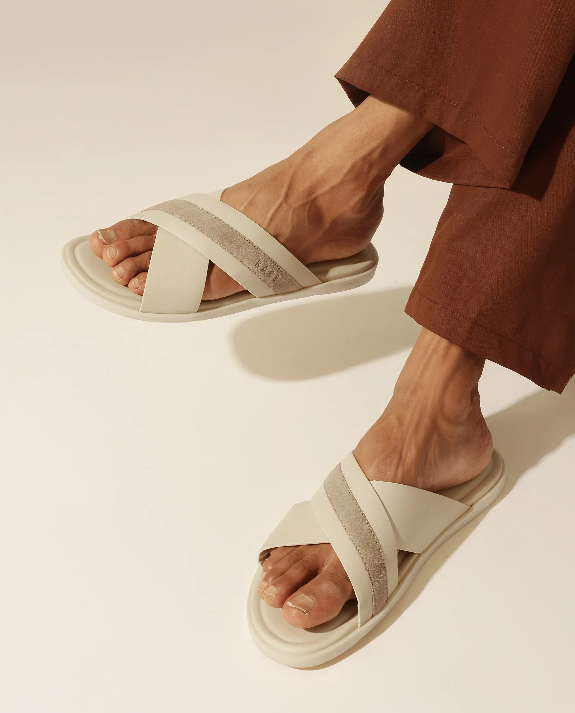 Rare Rabbit Men's Stride Beige Slip-On Closure Sandal