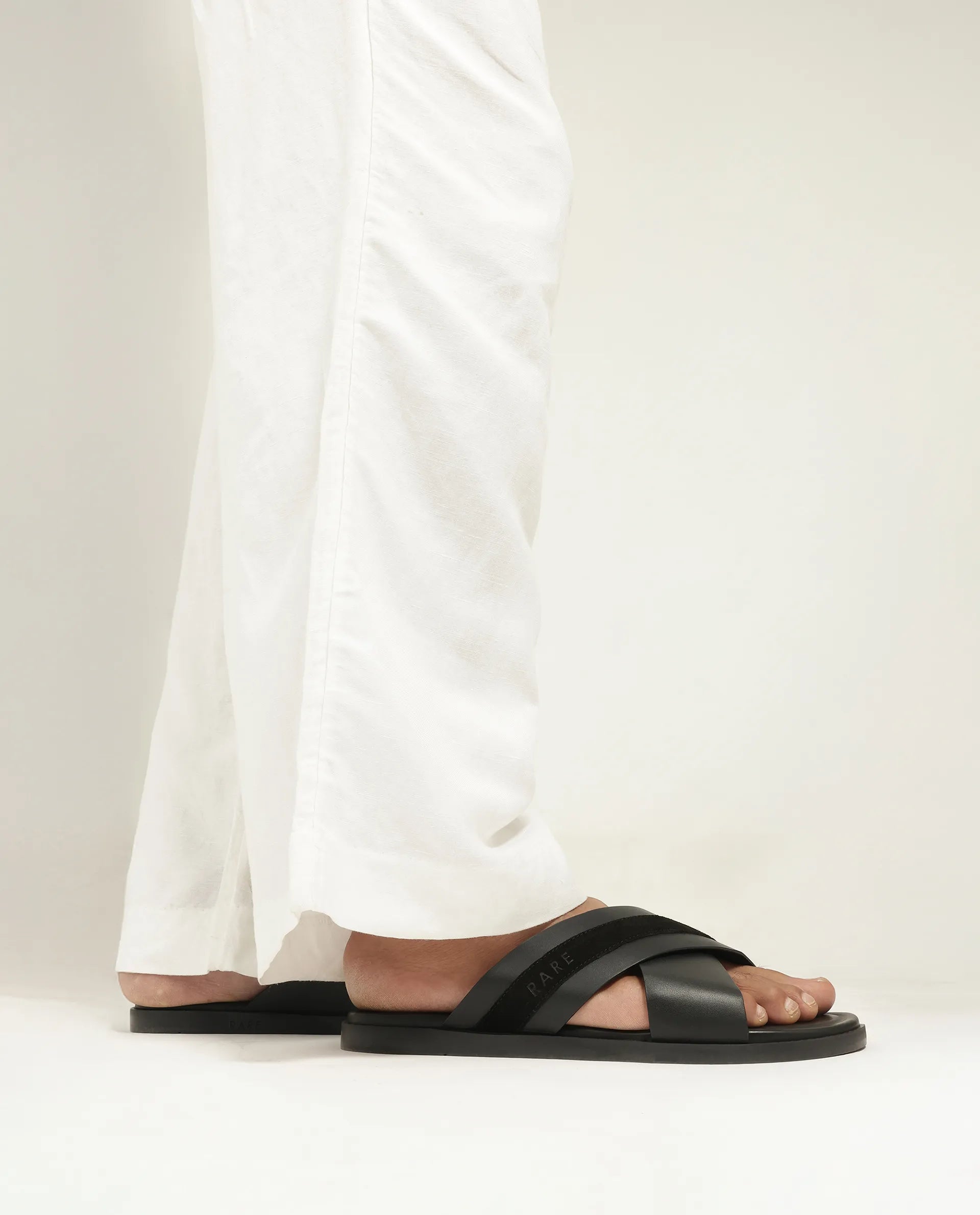 Rare Rabbit Men's Stride Black Slip-On Closure Sandal