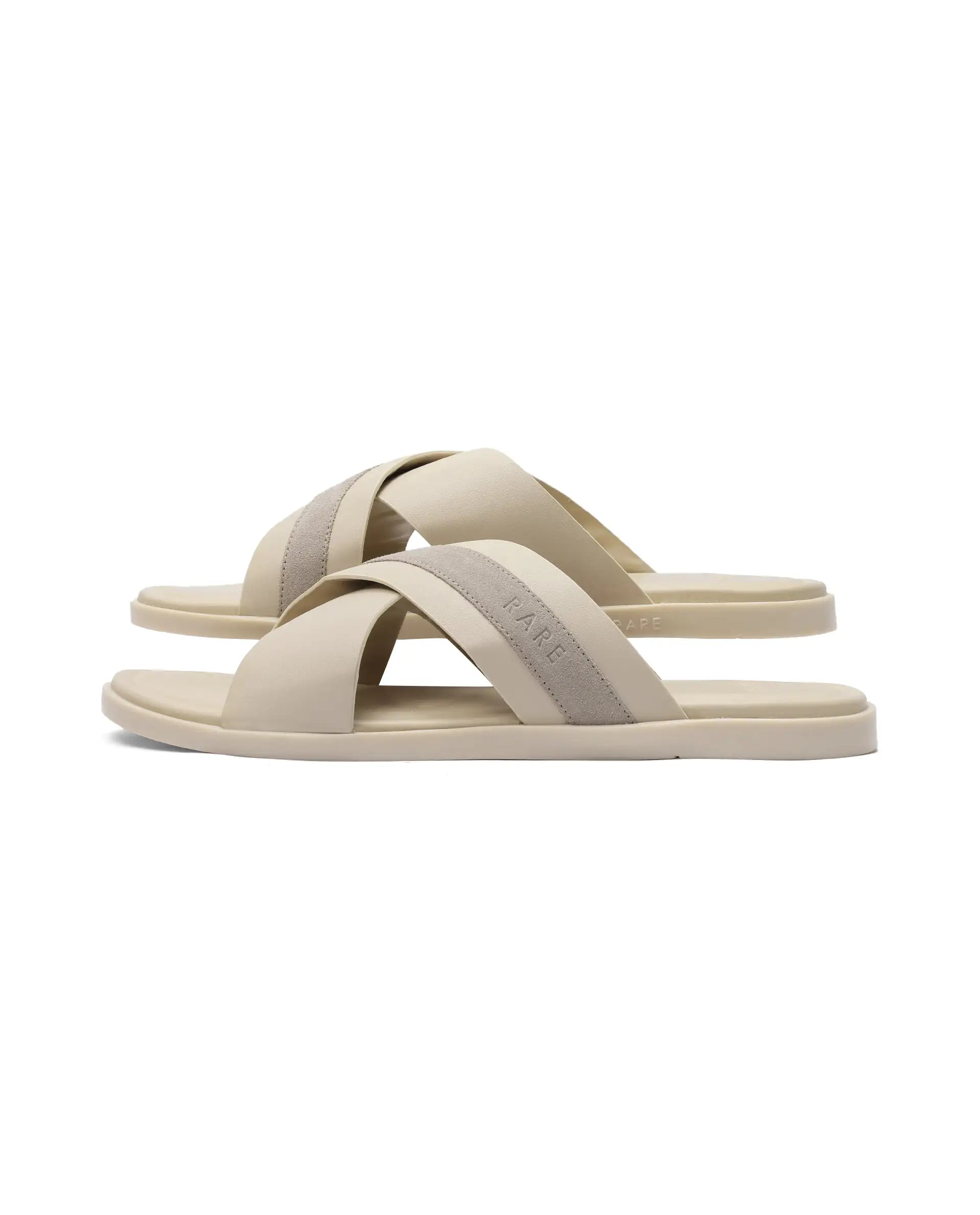Rare Rabbit Men's Stride Beige Slip-On Closure Sandal