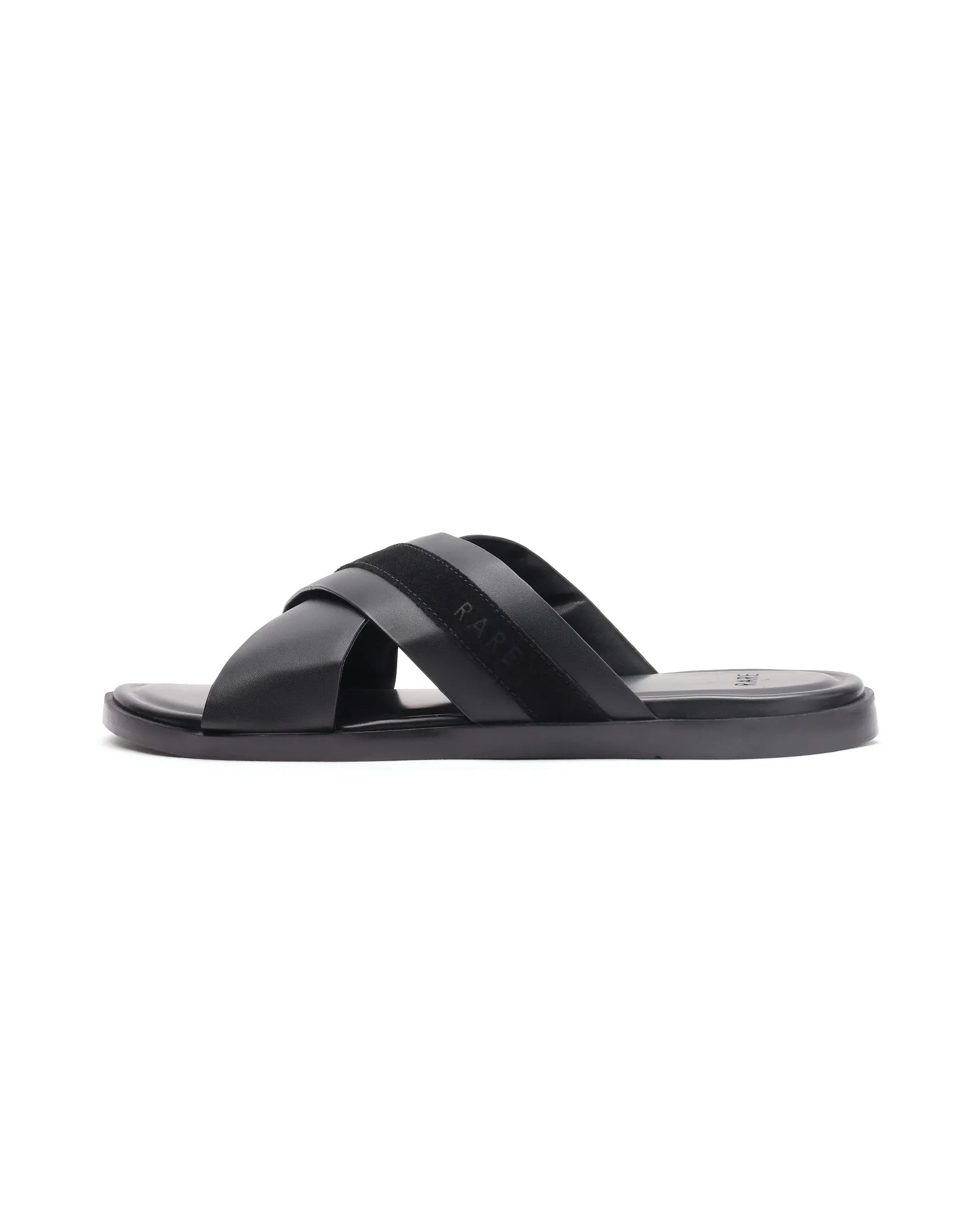 Rare Rabbit Men's Stride Black Slip-On Closure Sandal