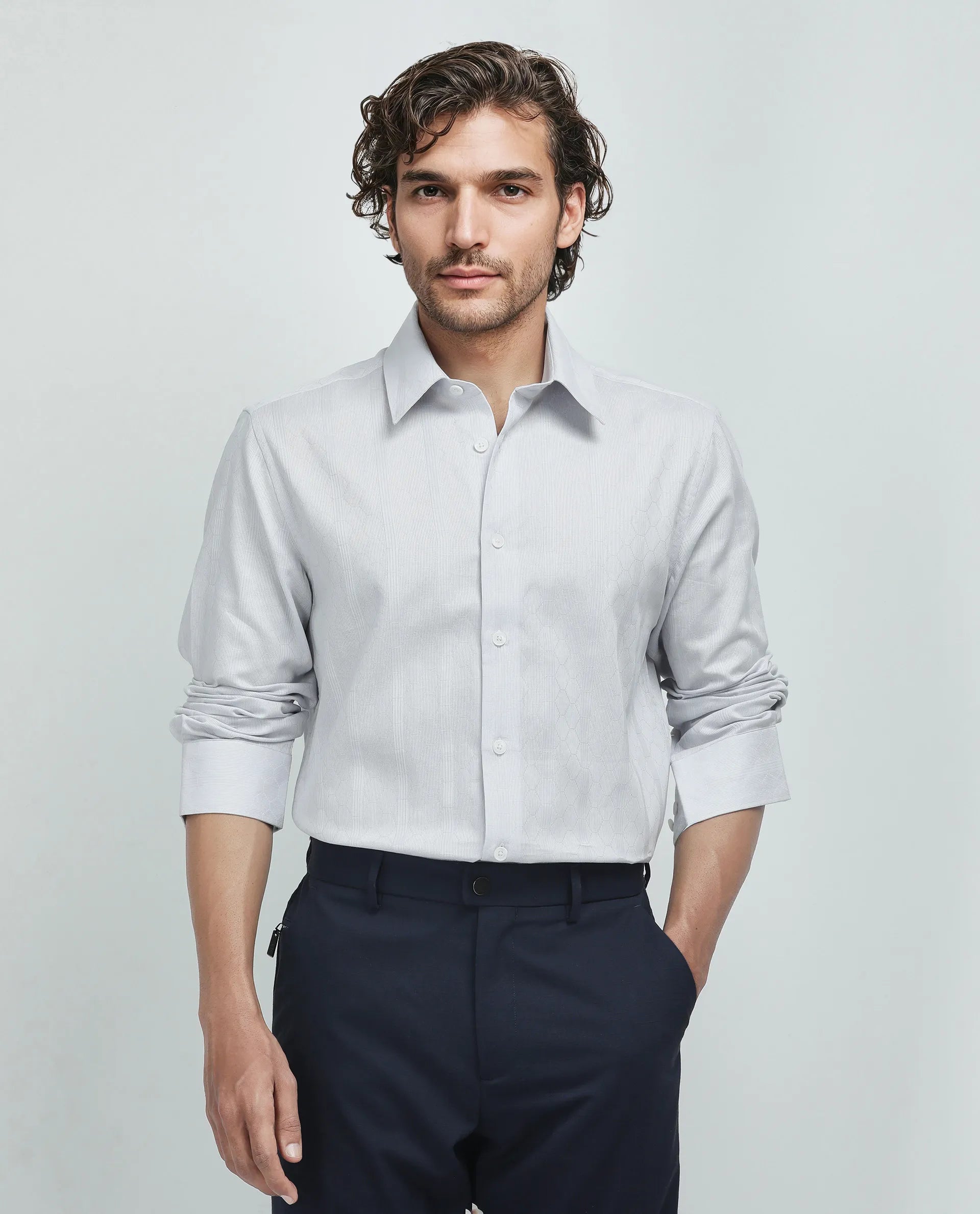 Rare Rabbit Men's Struk Light Purple Cotton Fabric Full Sleeve Collared Neck Button Closure Printed Shirt