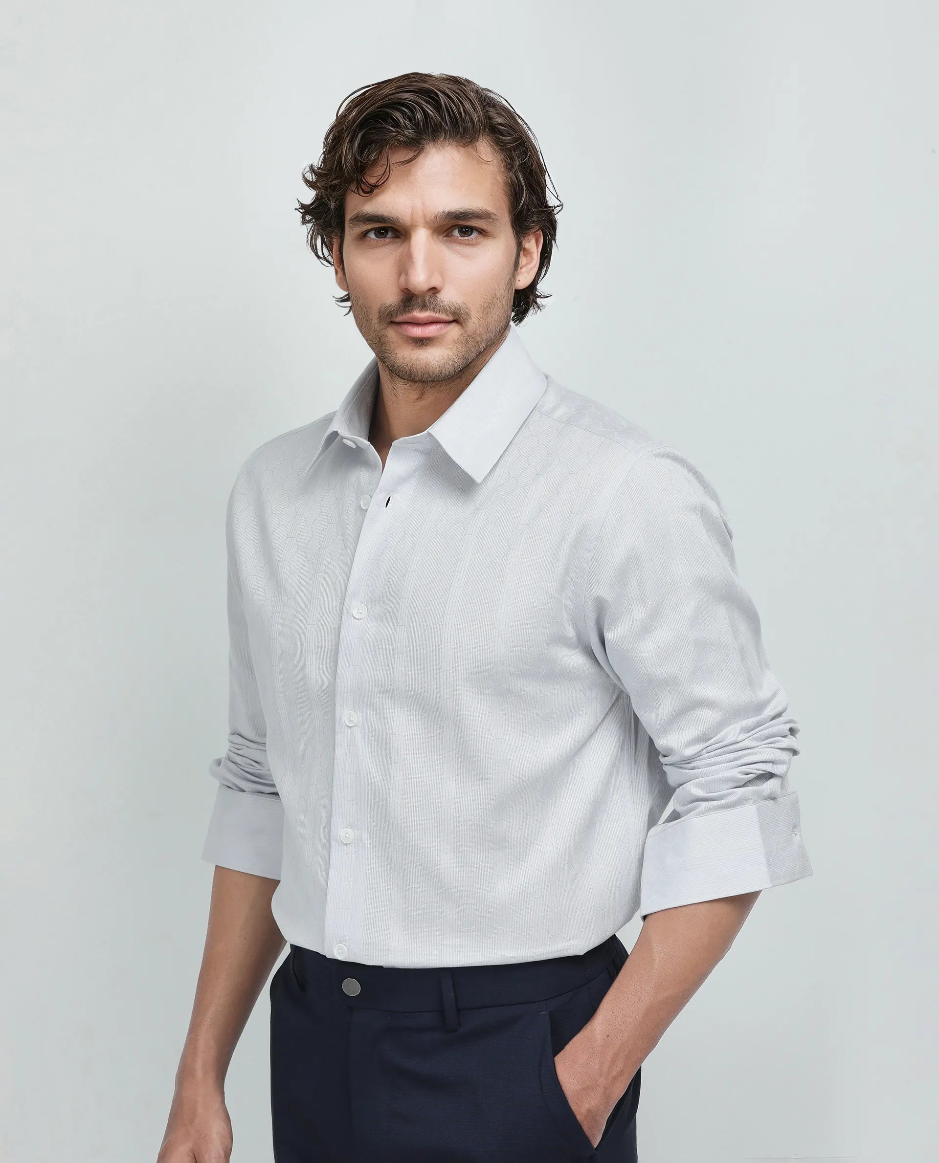 Rare Rabbit Men's Struk Light Purple Cotton Fabric Full Sleeve Collared Neck Button Closure Printed Shirt