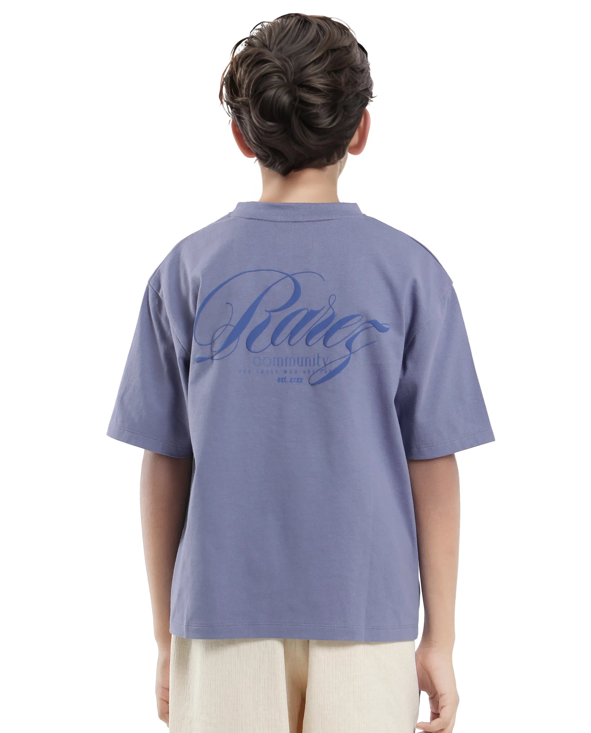 Rare Ones Kids Sudo Light Purple Cotton Graphic Printed Slip-On Oversized Fit T-Shirt