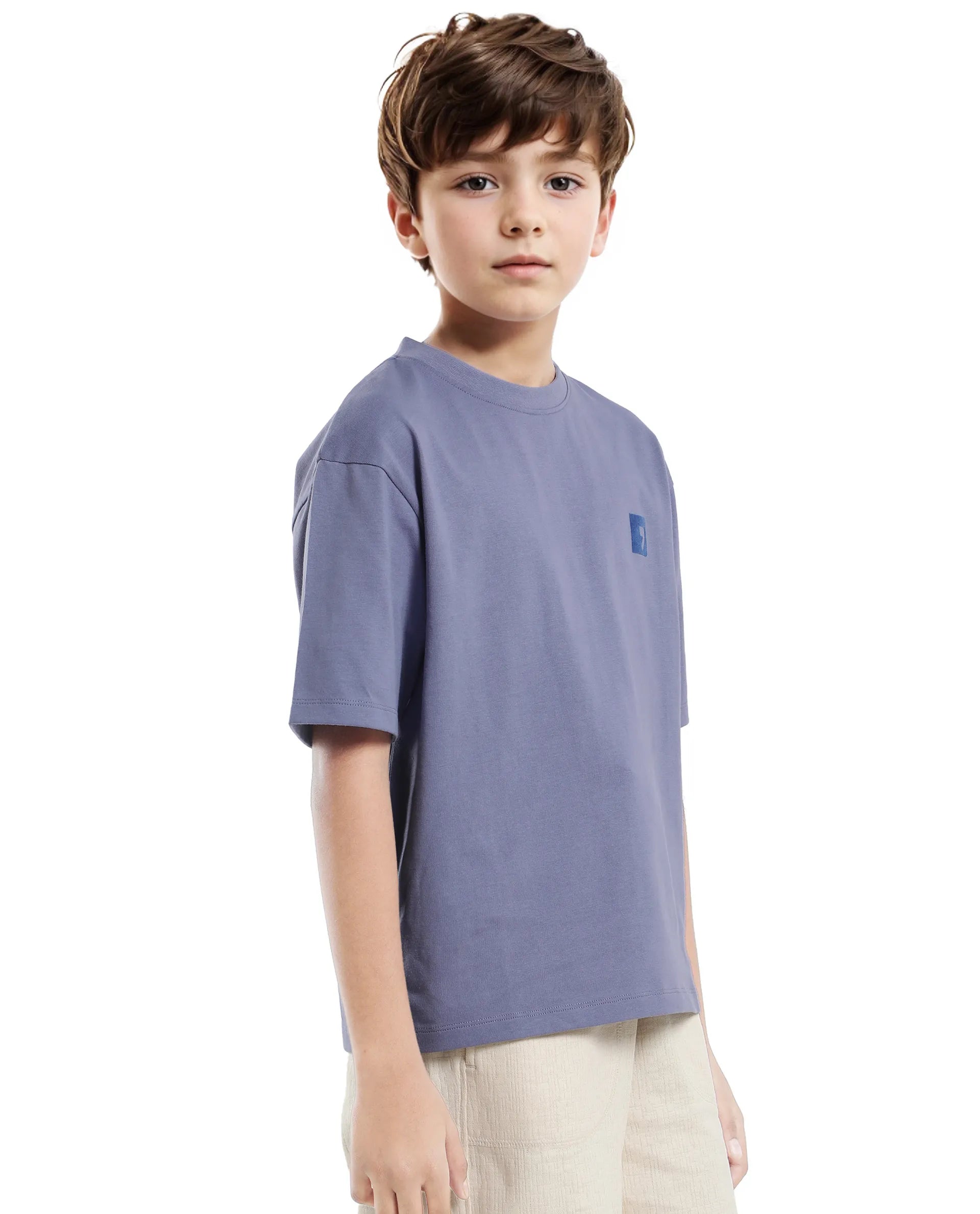 Rare Ones Kids Sudo Light Purple Cotton Graphic Printed Slip-On Oversized Fit T-Shirt