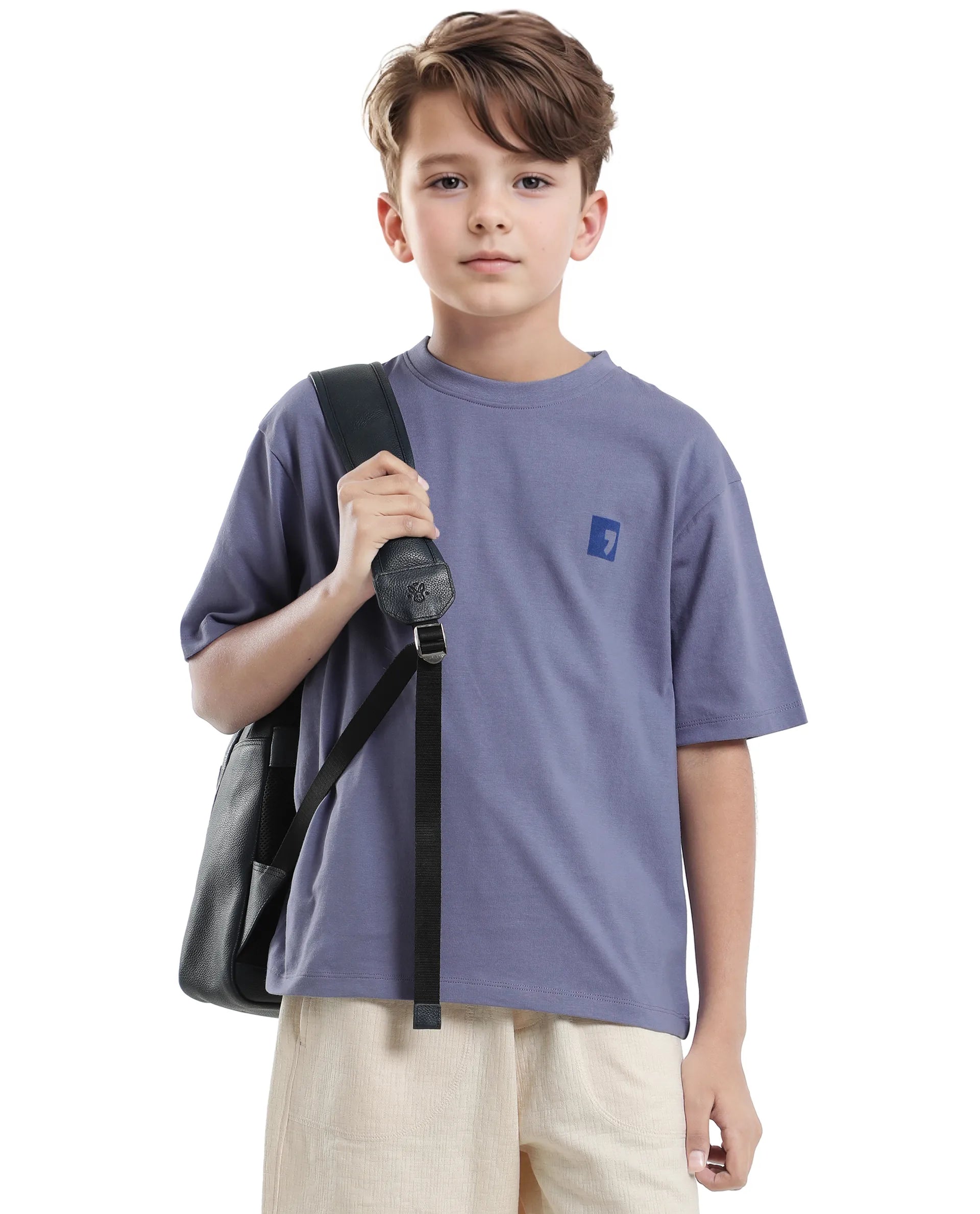 Rare Ones Kids Sudo Light Purple Cotton Graphic Printed Slip-On Oversized Fit T-Shirt