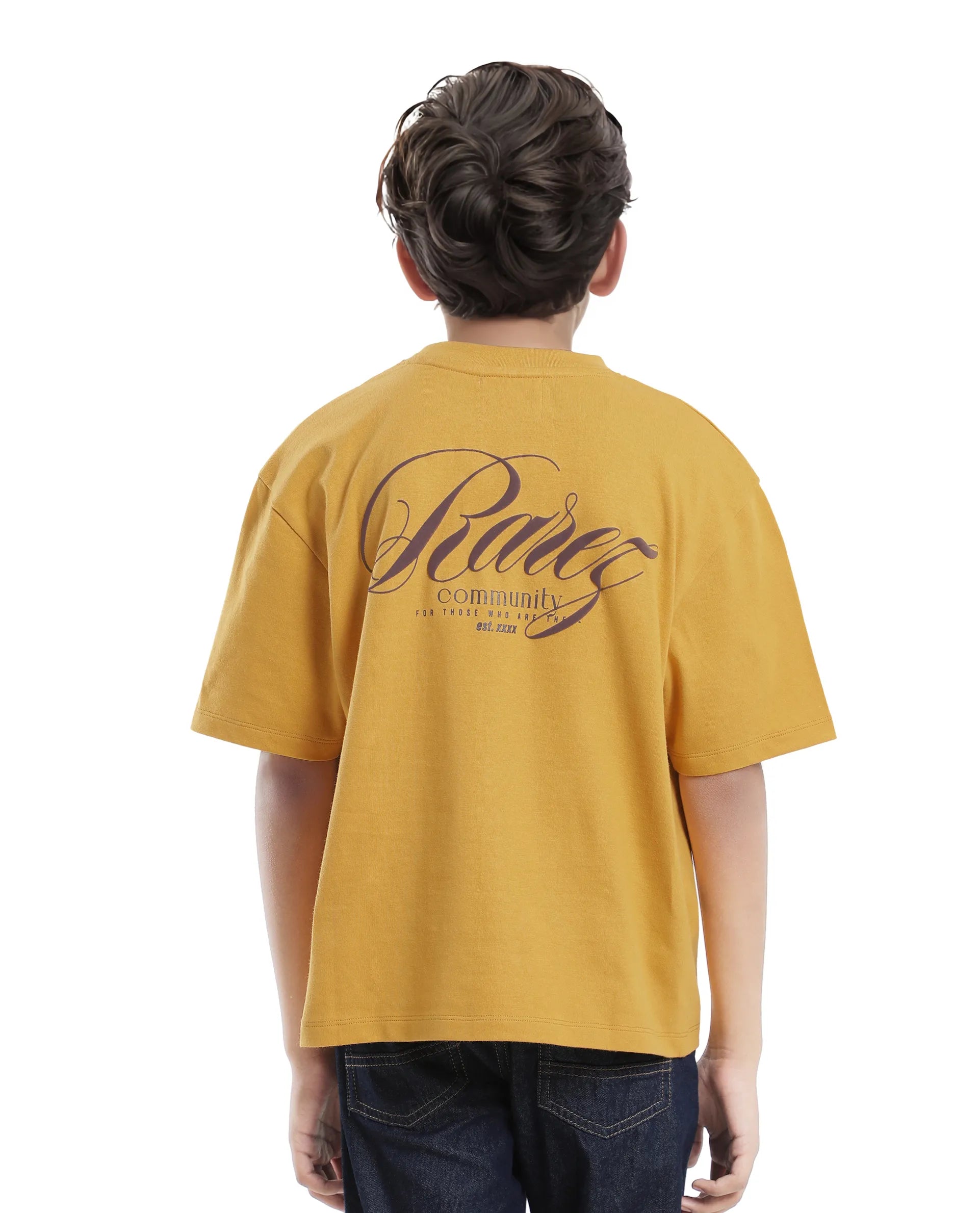 Rare Ones Kids Sudo Yellow Cotton Graphic Printed Slip-On Oversized Fit T-Shirt