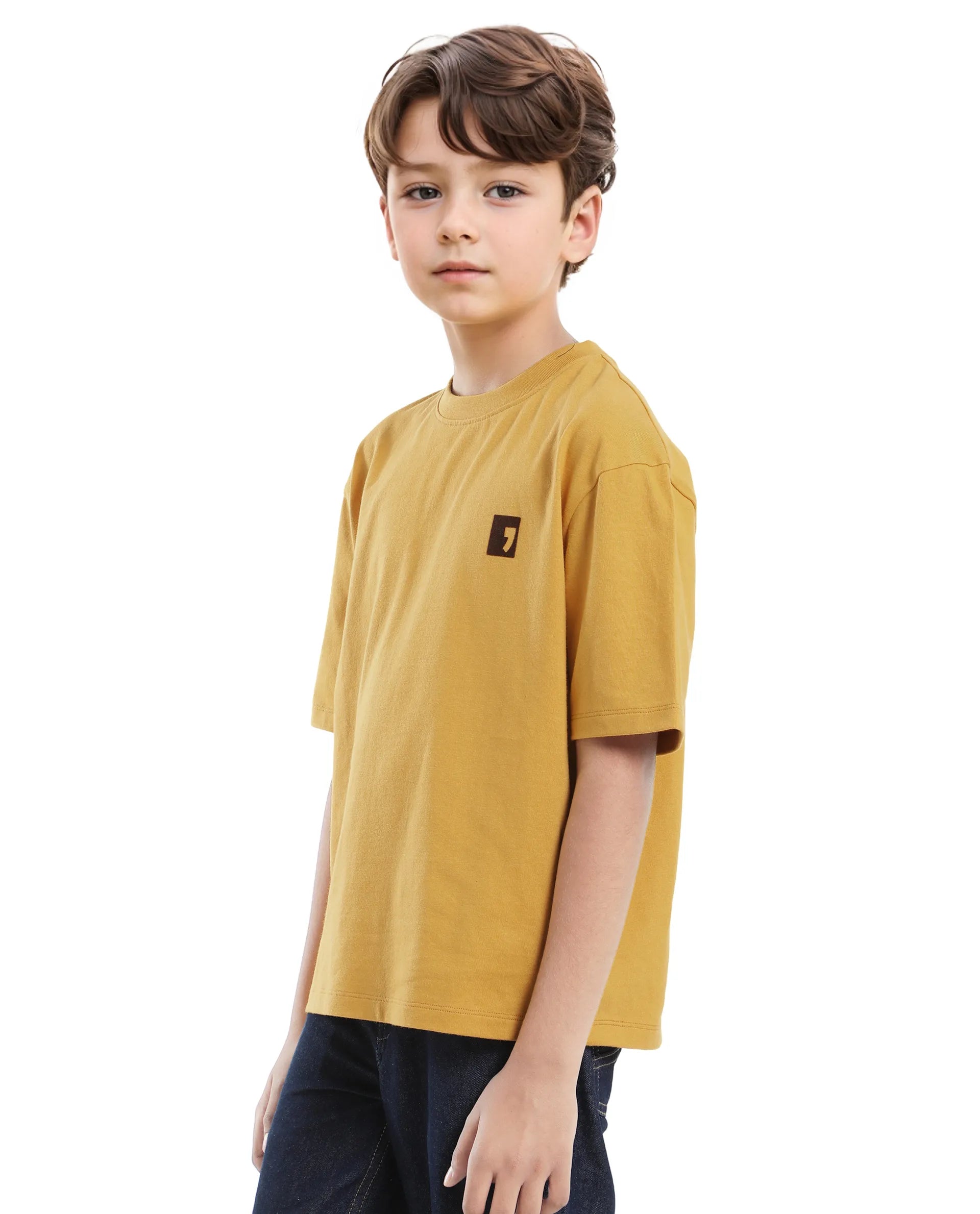 Rare Ones Kids Sudo Yellow Cotton Graphic Printed Slip-On Oversized Fit T-Shirt