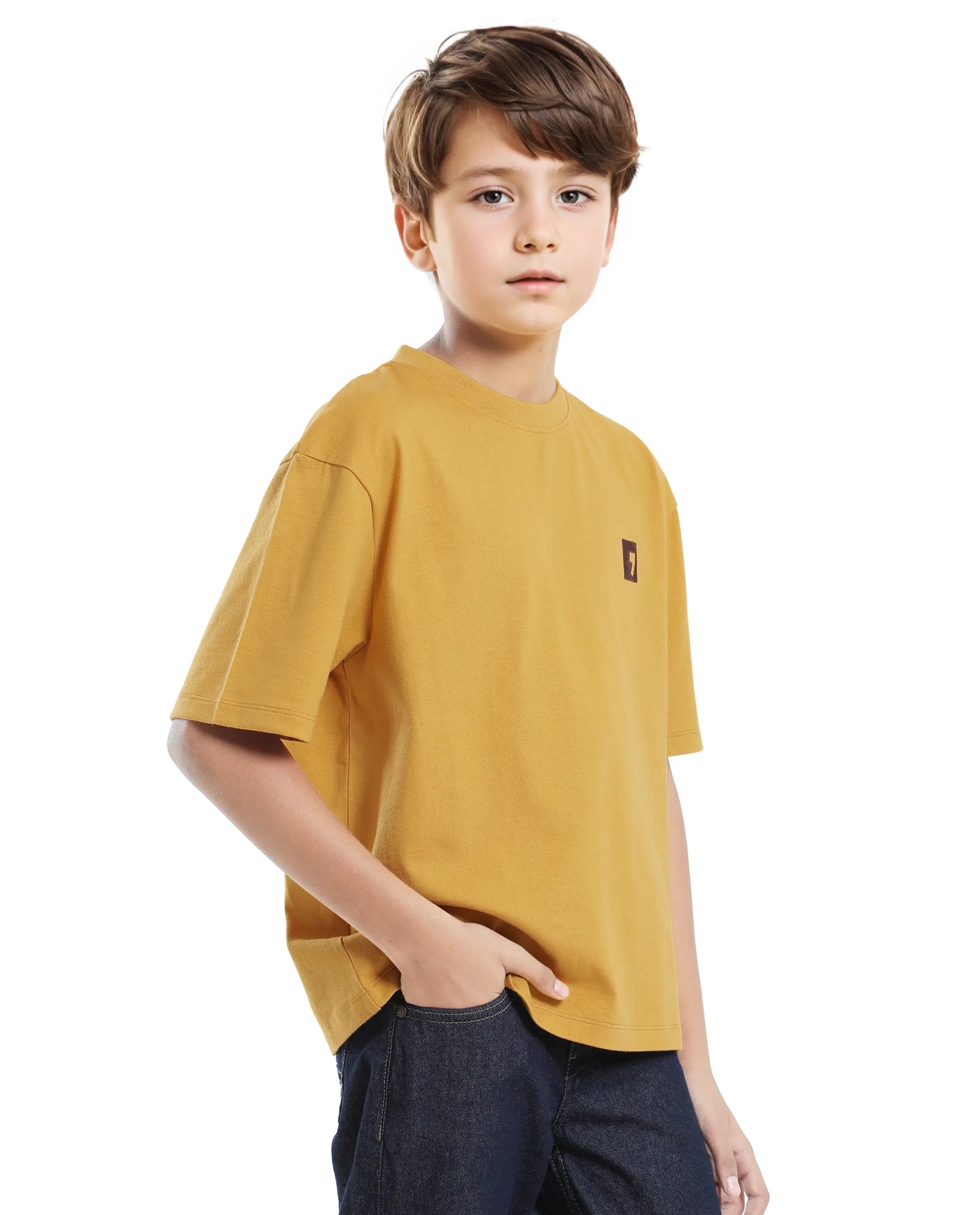 Rare Ones Kids Sudo Yellow Cotton Graphic Printed Slip-On Oversized Fit T-Shirt