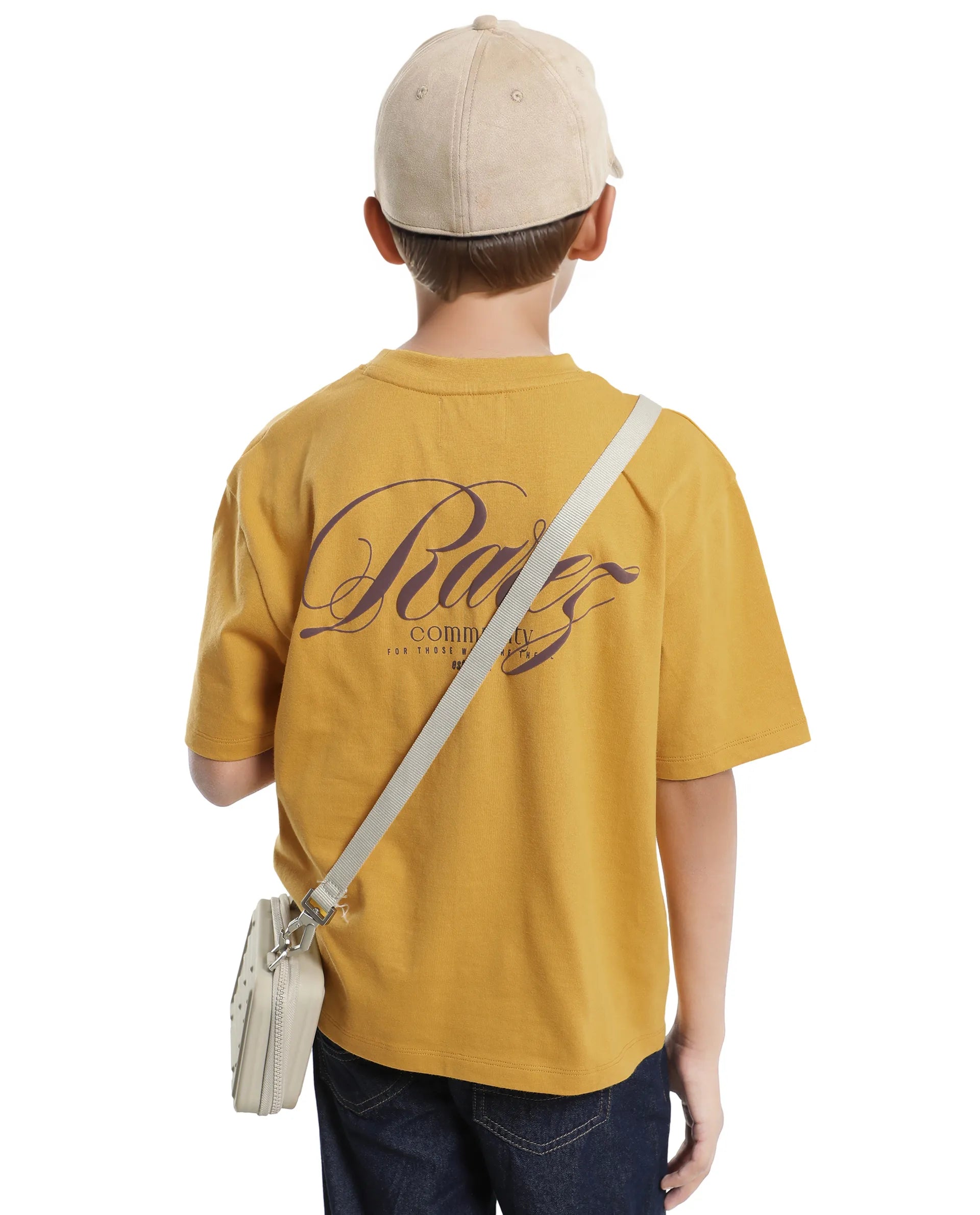 Rare Ones Kids Sudo Yellow Cotton Graphic Printed Slip-On Oversized Fit T-Shirt