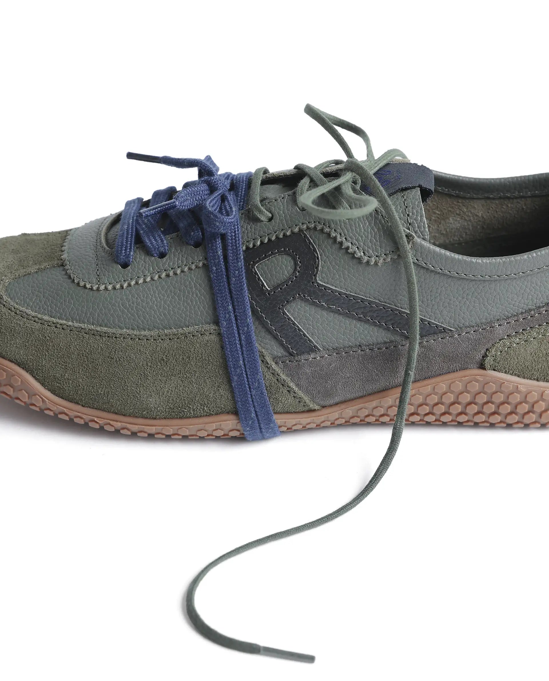 Rarez Men's Sugoi Membo Primary Army Green Leather Regular Sneaker