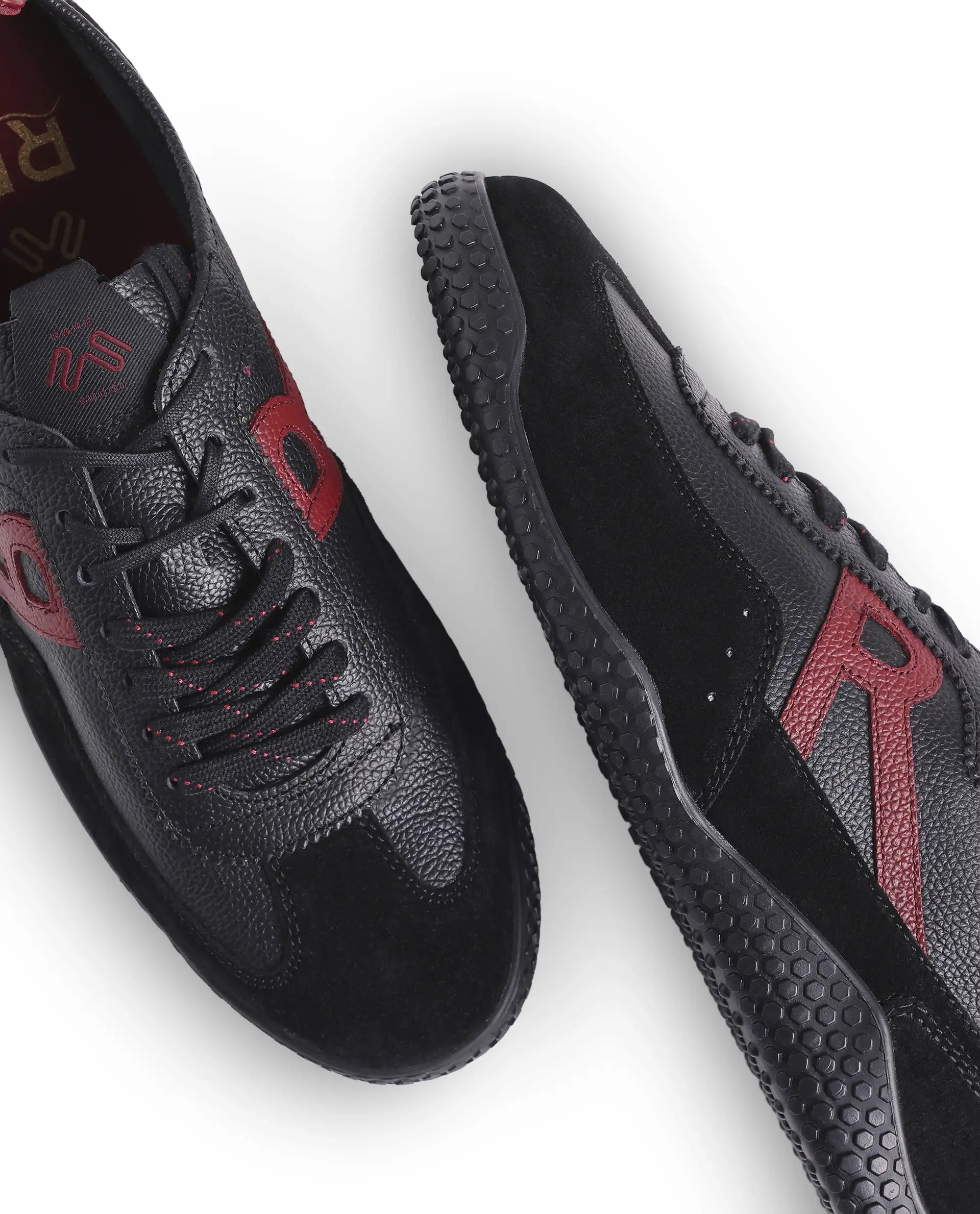 Rarez Men's Sugoi Membo Primary Black/Red Leather Regular Sneaker