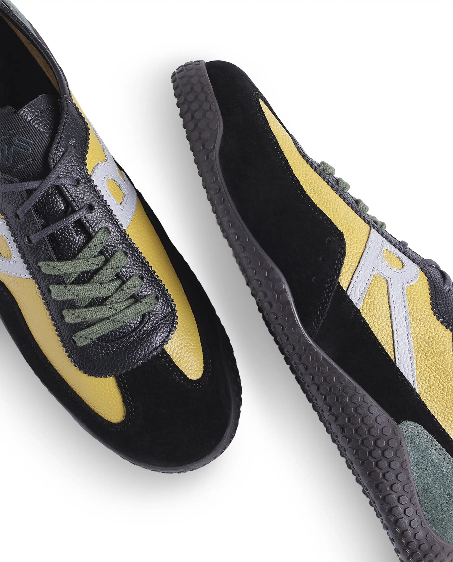 Rarez Men's Sugoi Membo Dark Yellow/Black Leather Regular Sneaker