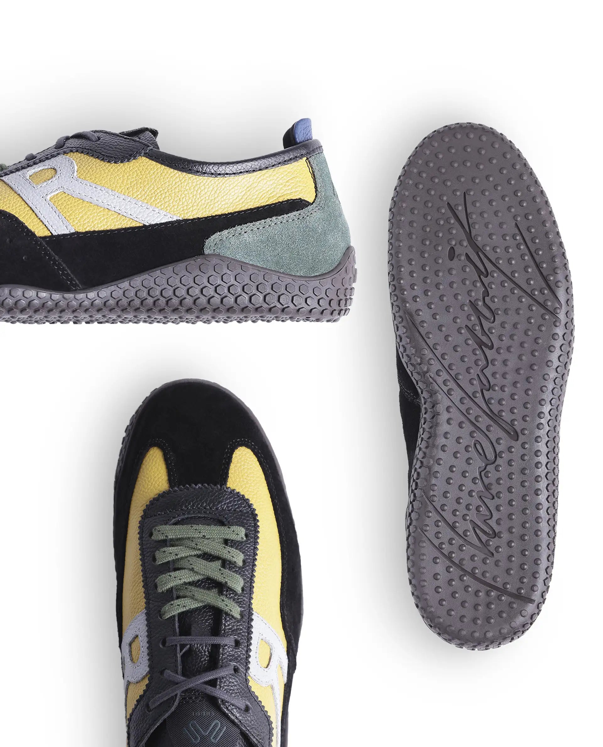 Rarez Men's Sugoi Membo Dark Yellow/Black Leather Regular Sneaker