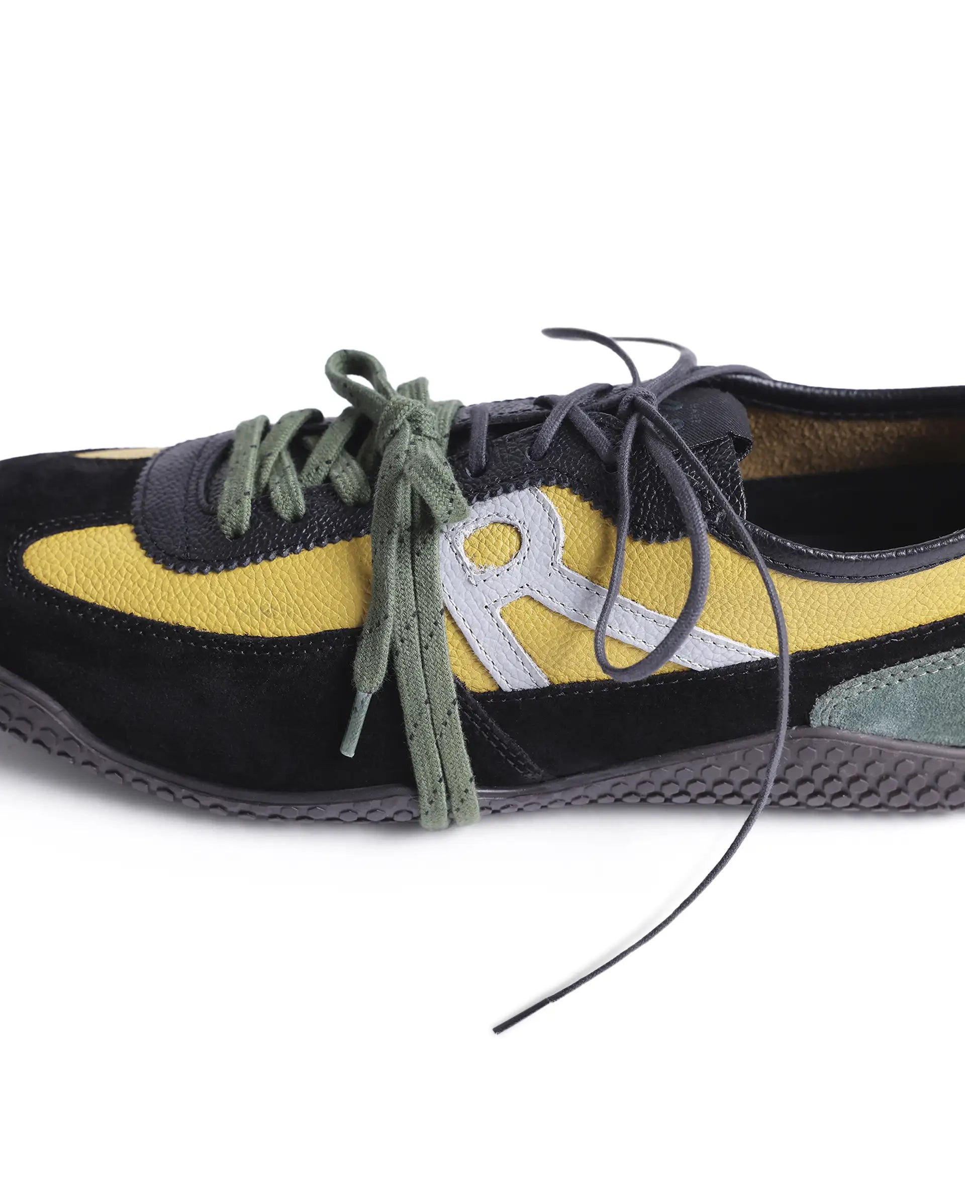 Rarez Men's Sugoi Membo Dark Yellow/Black Leather Regular Sneaker
