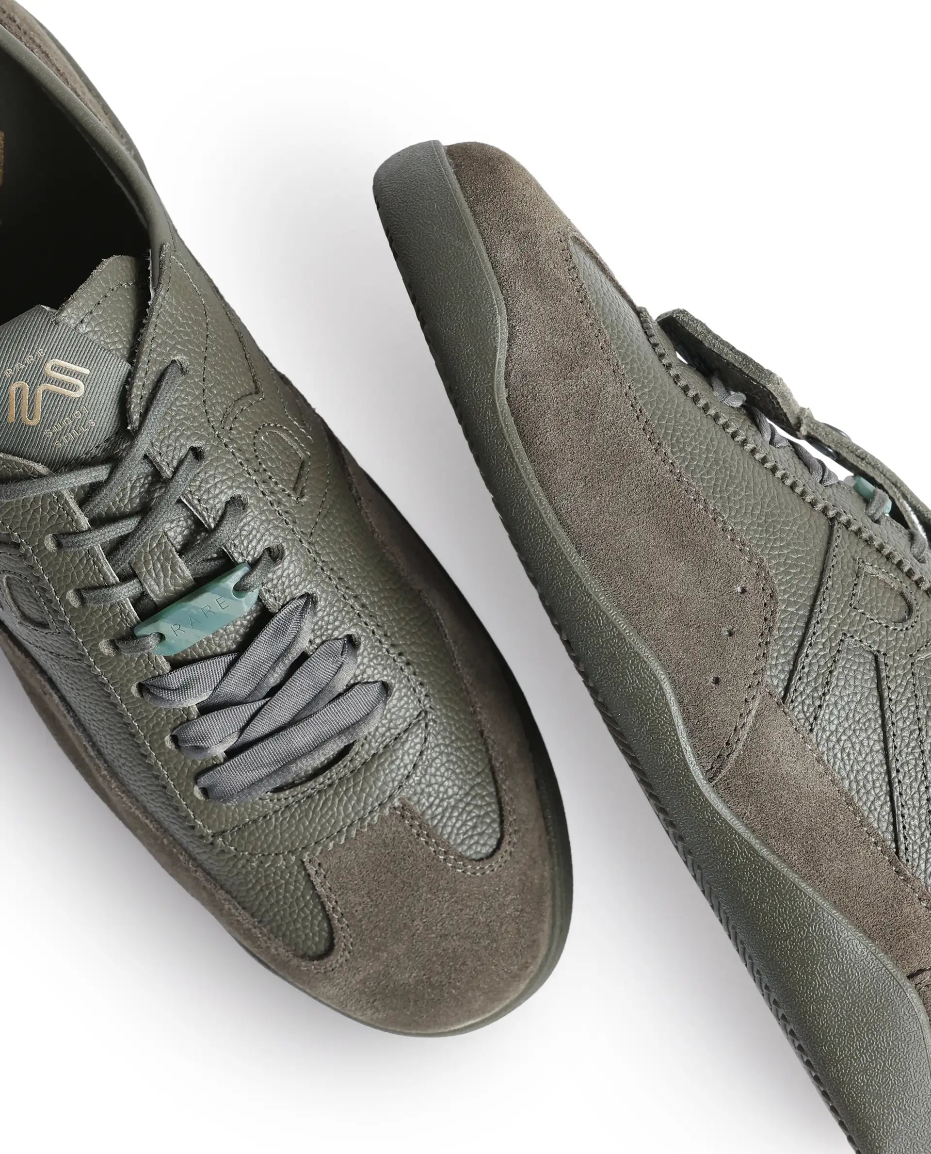 Rarez Men's Sugoi Still Primary Tent Olive Leather Regular Sneaker