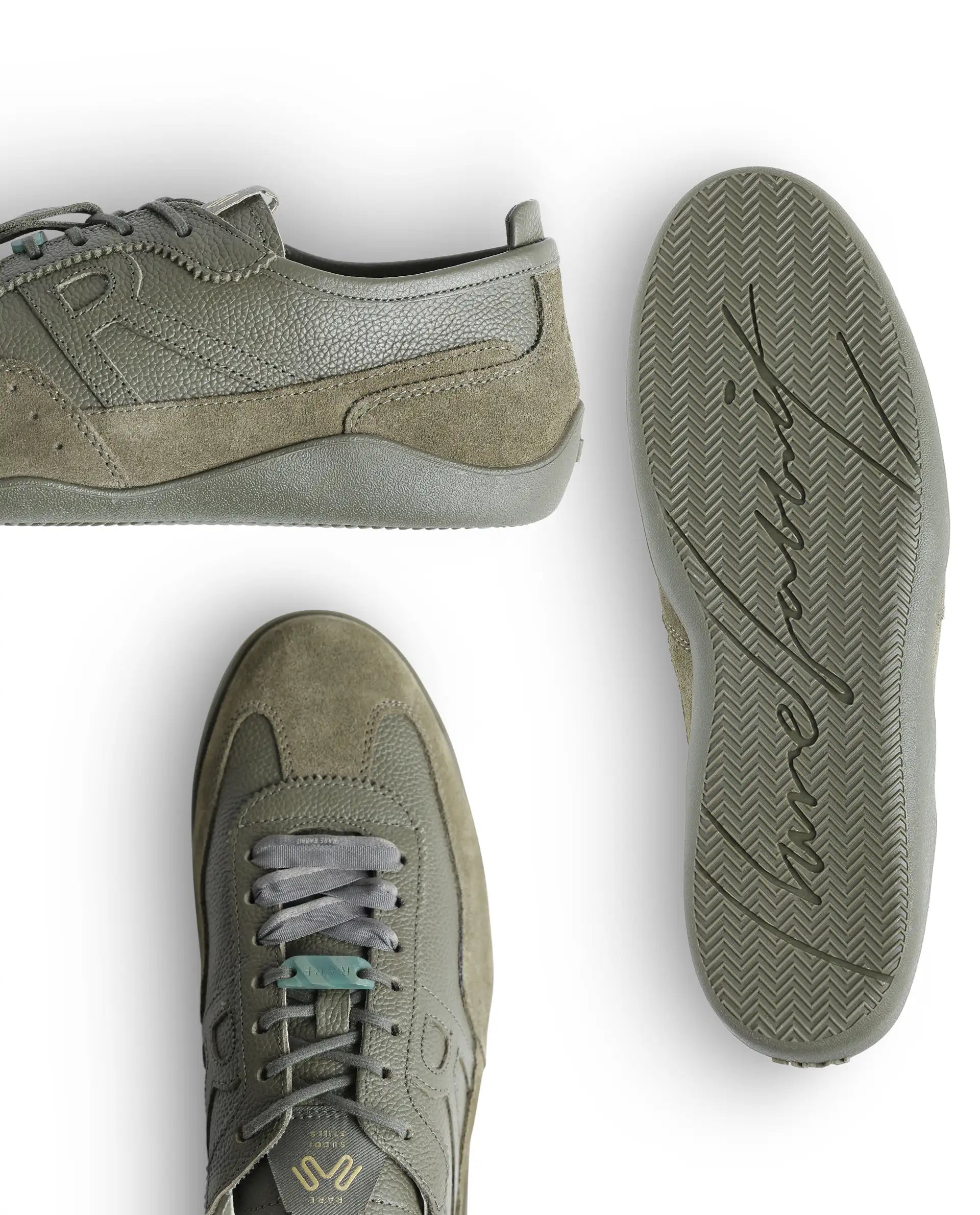 Rarez Men's Sugoi Still Primary Tent Olive Leather Regular Sneaker