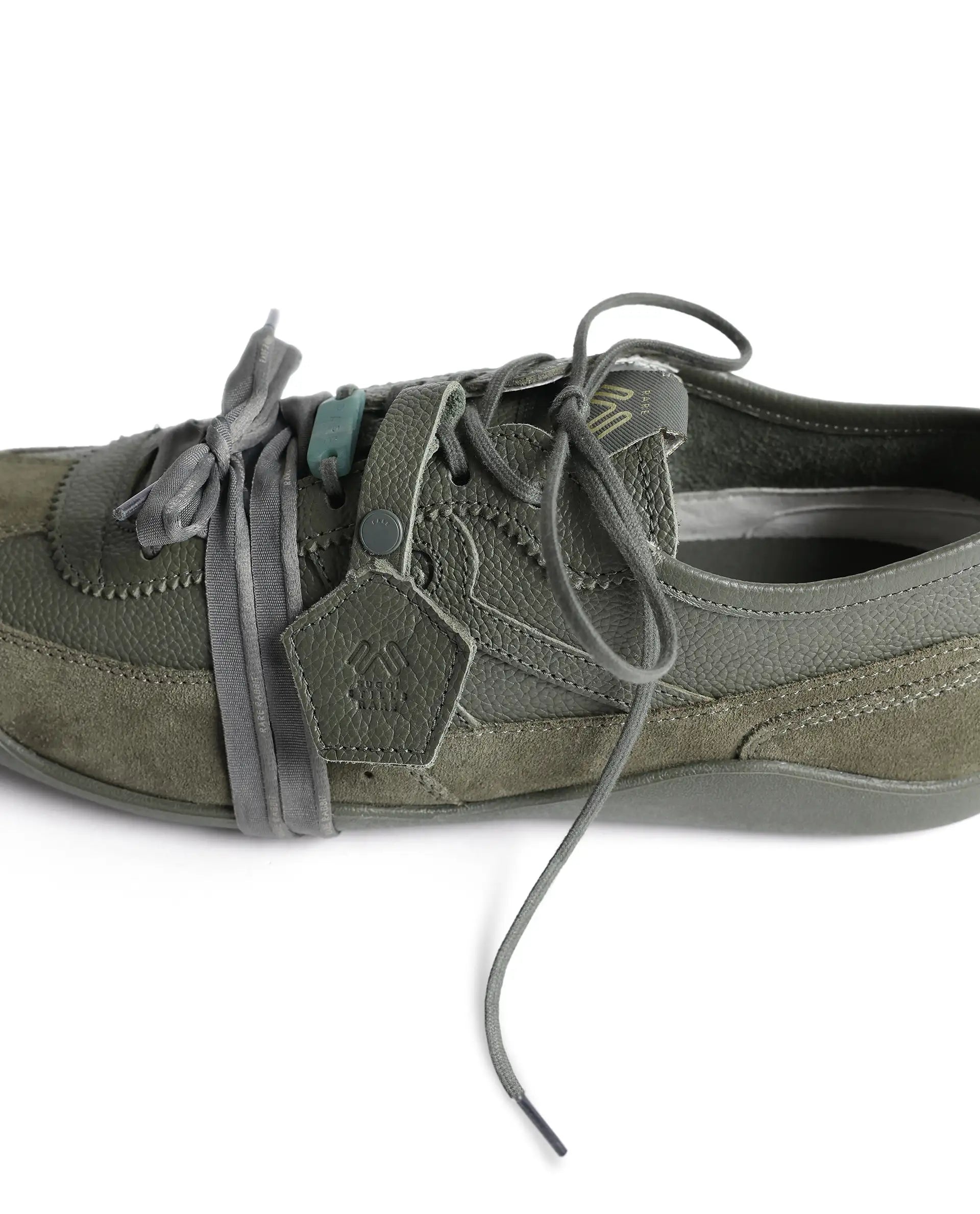 Rarez Men's Sugoi Still Primary Tent Olive Leather Regular Sneaker