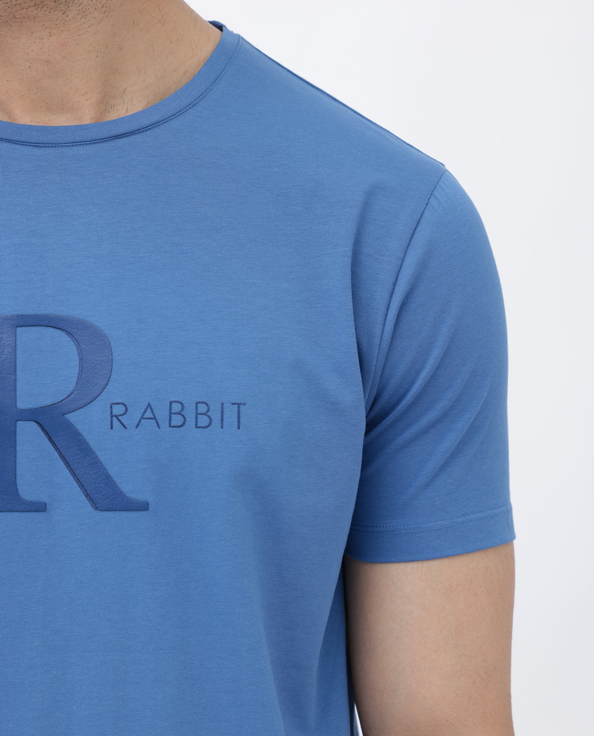 Rare Rabbit Mens Sorin Turq Cotton Lycra Fabric Short Sleeve Regular Fit Graphic Print T-Shirt