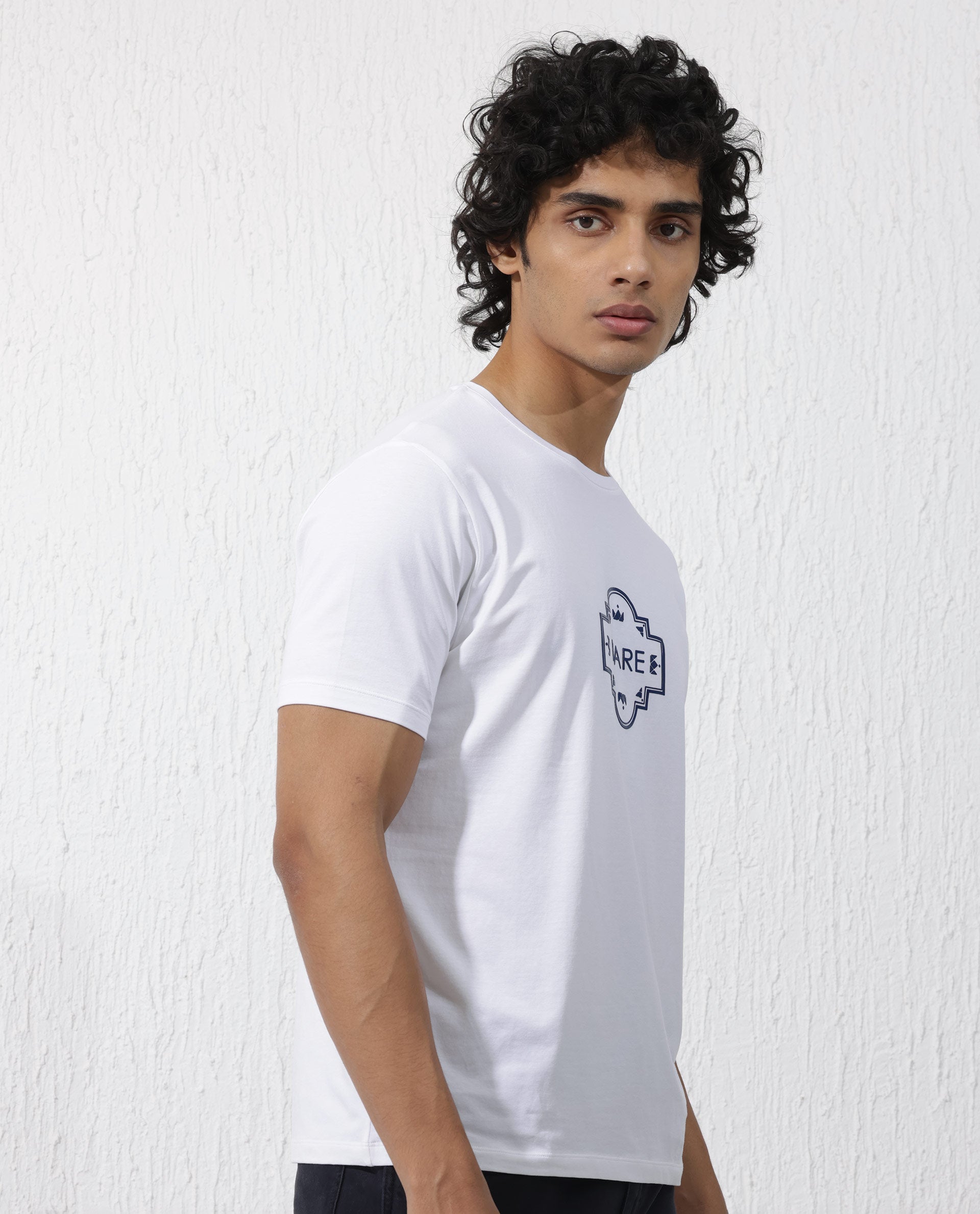 Rare Rabbit Mens Syrus White Short Sleeve Graphic Print T-Shirt