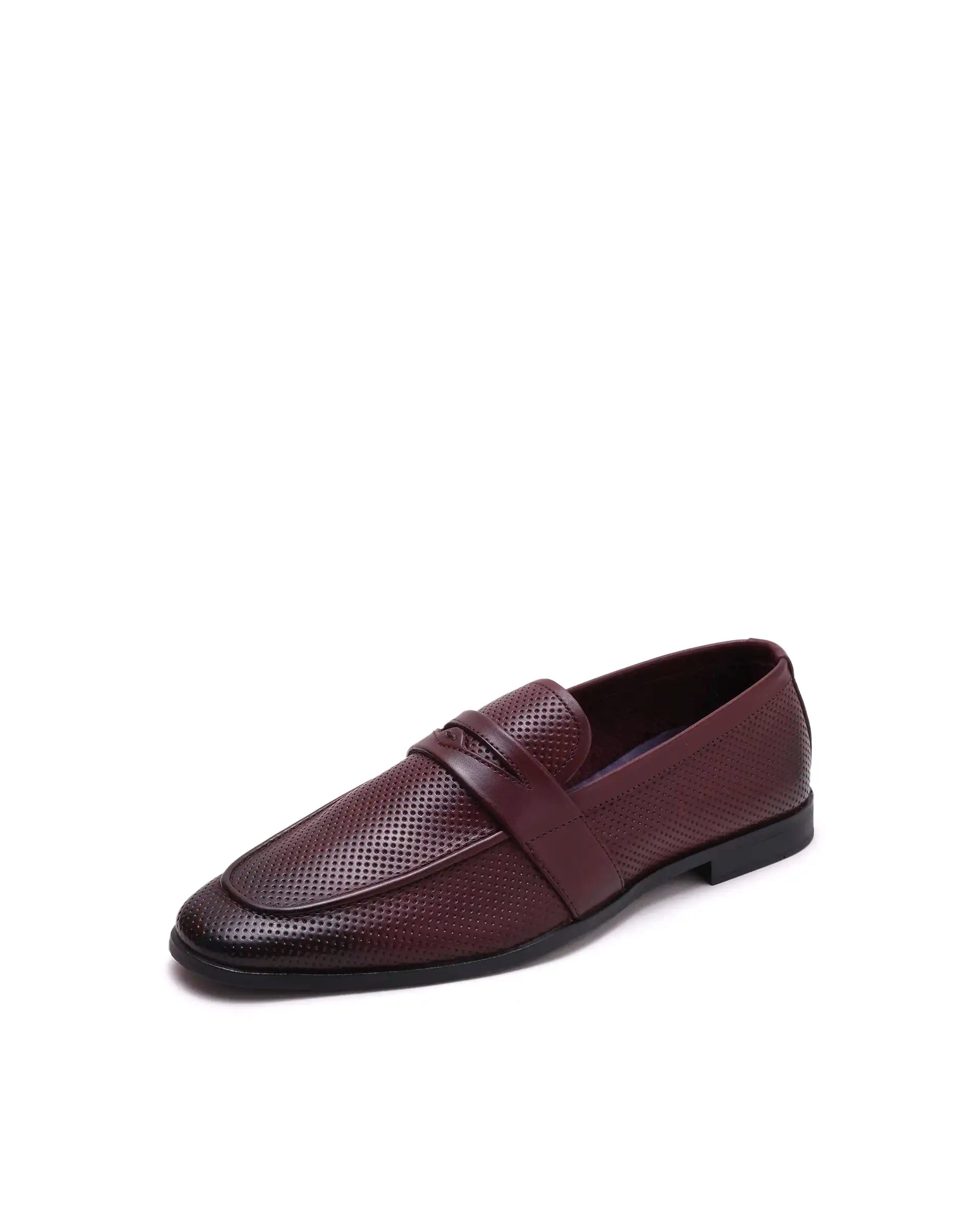 Rare Rabbit Men's Lucent Burgundy Leather Mocassin