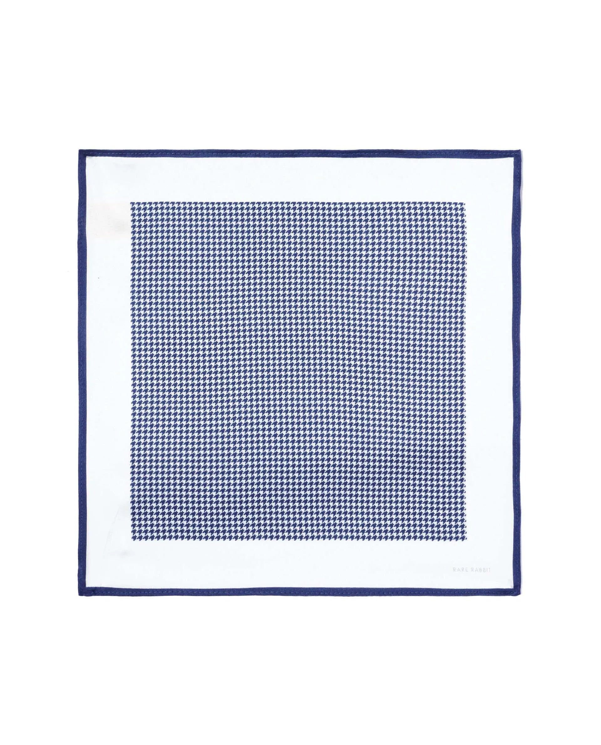 Rare Rabbit Men's Cann Blue Silk Fabric Houndstooth Print Pocket Square