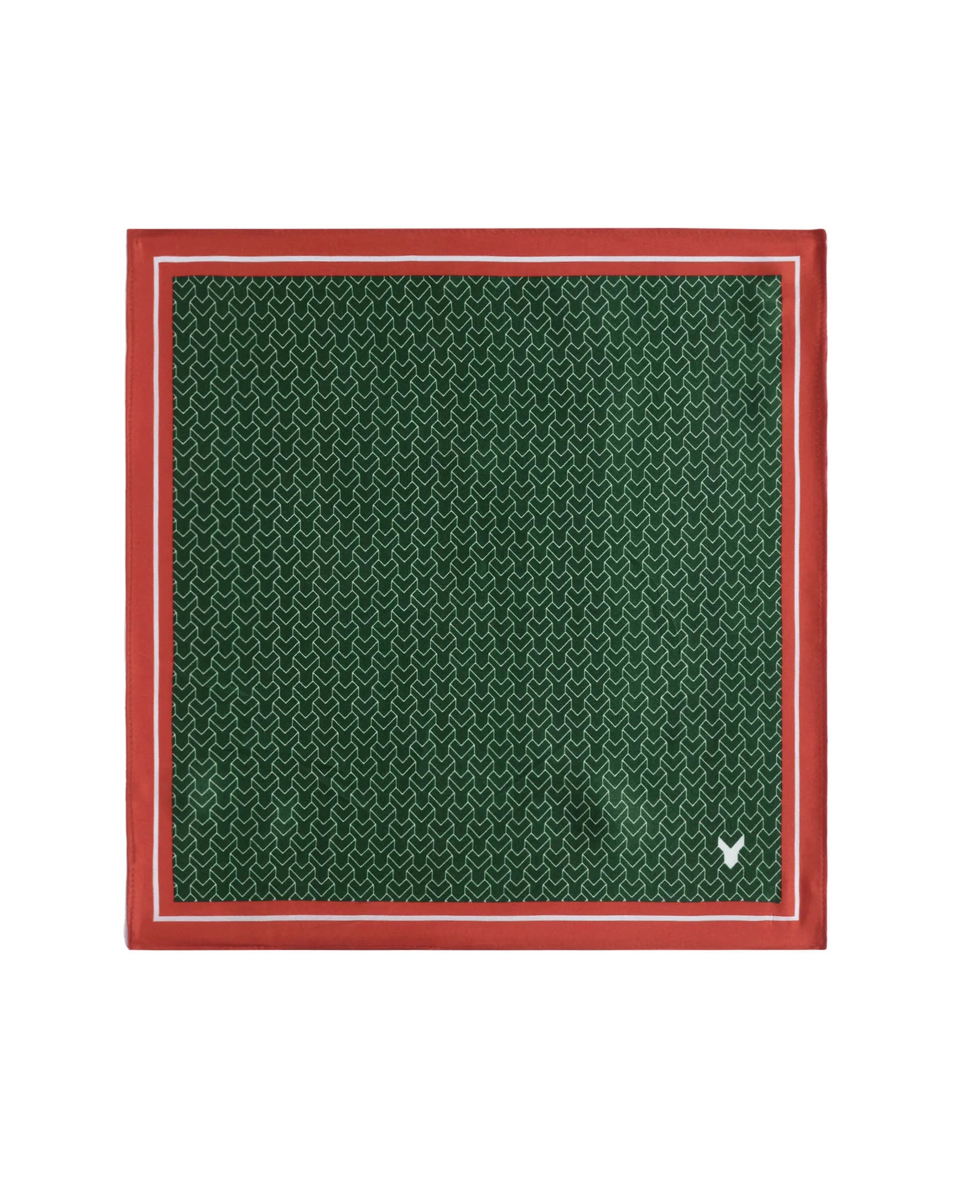 Rare Rabbit Men's Noaa-2 Green Silk Fabric Monogram Print Pocket Square