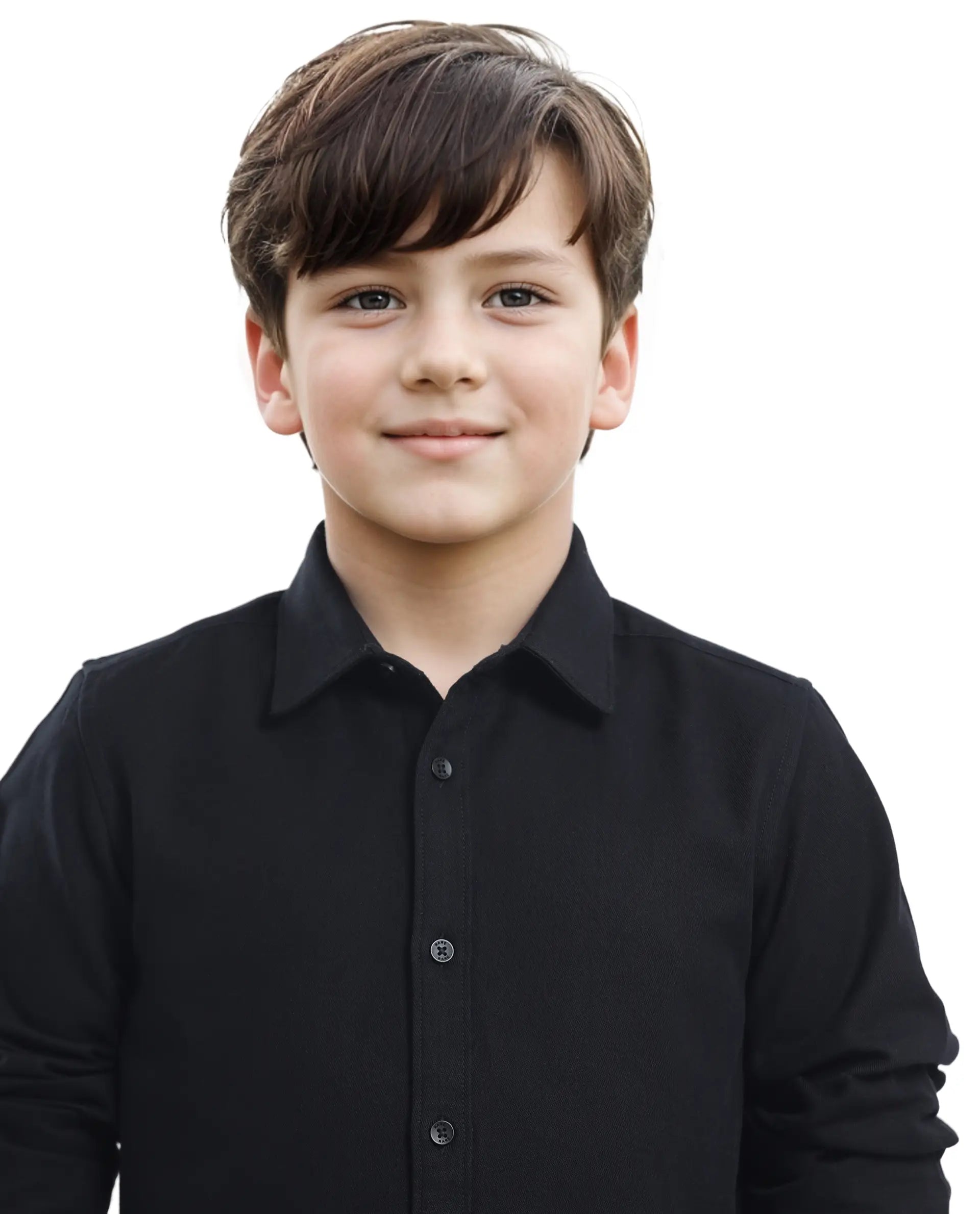 Rare Ones Kids Tago Black Cotton Full Sleeve Button Solid Regular Fit Shirt