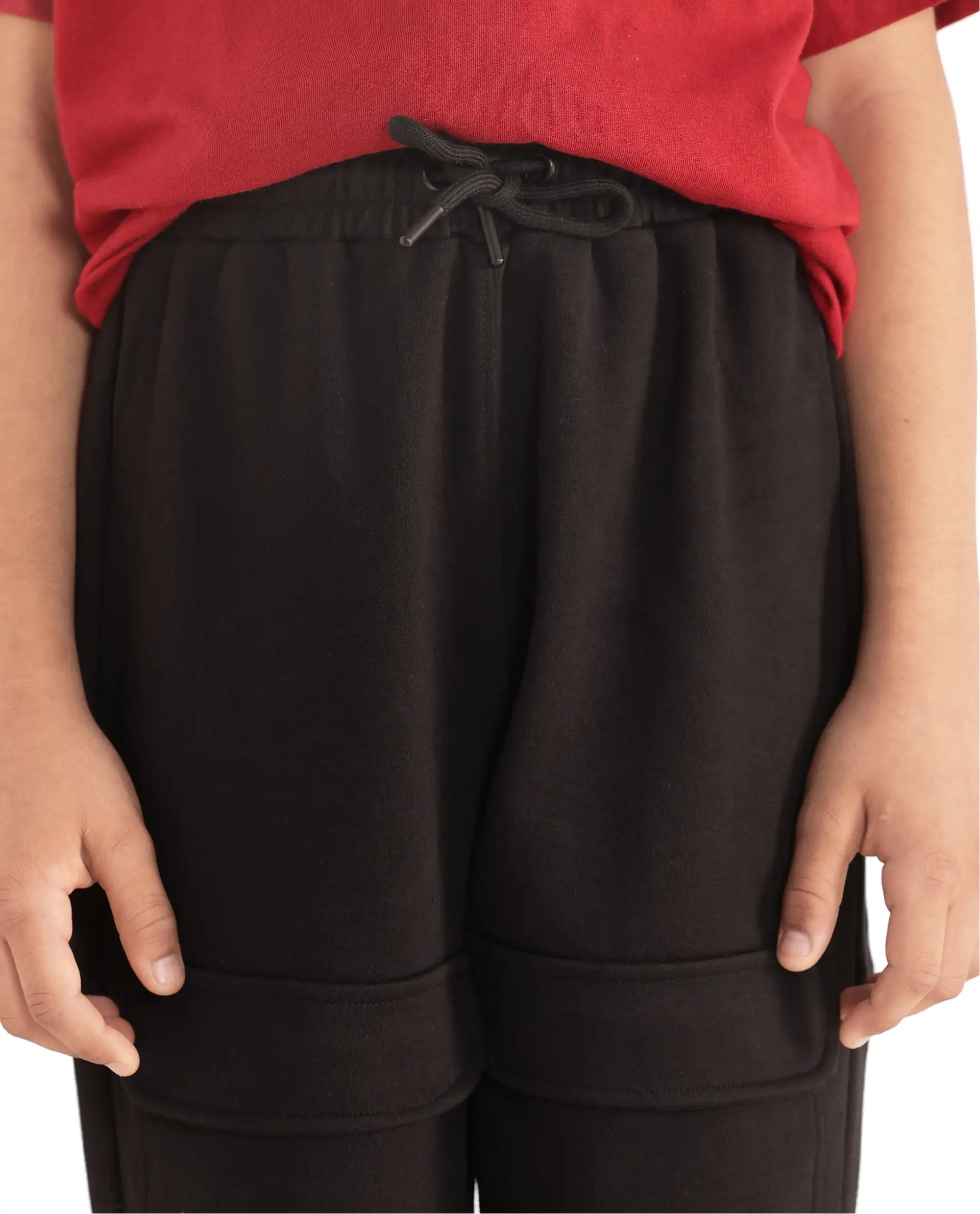 Rare Ones Kids Tami Black Cotton Poly Regular Fit Multipocket Solid Trackpant