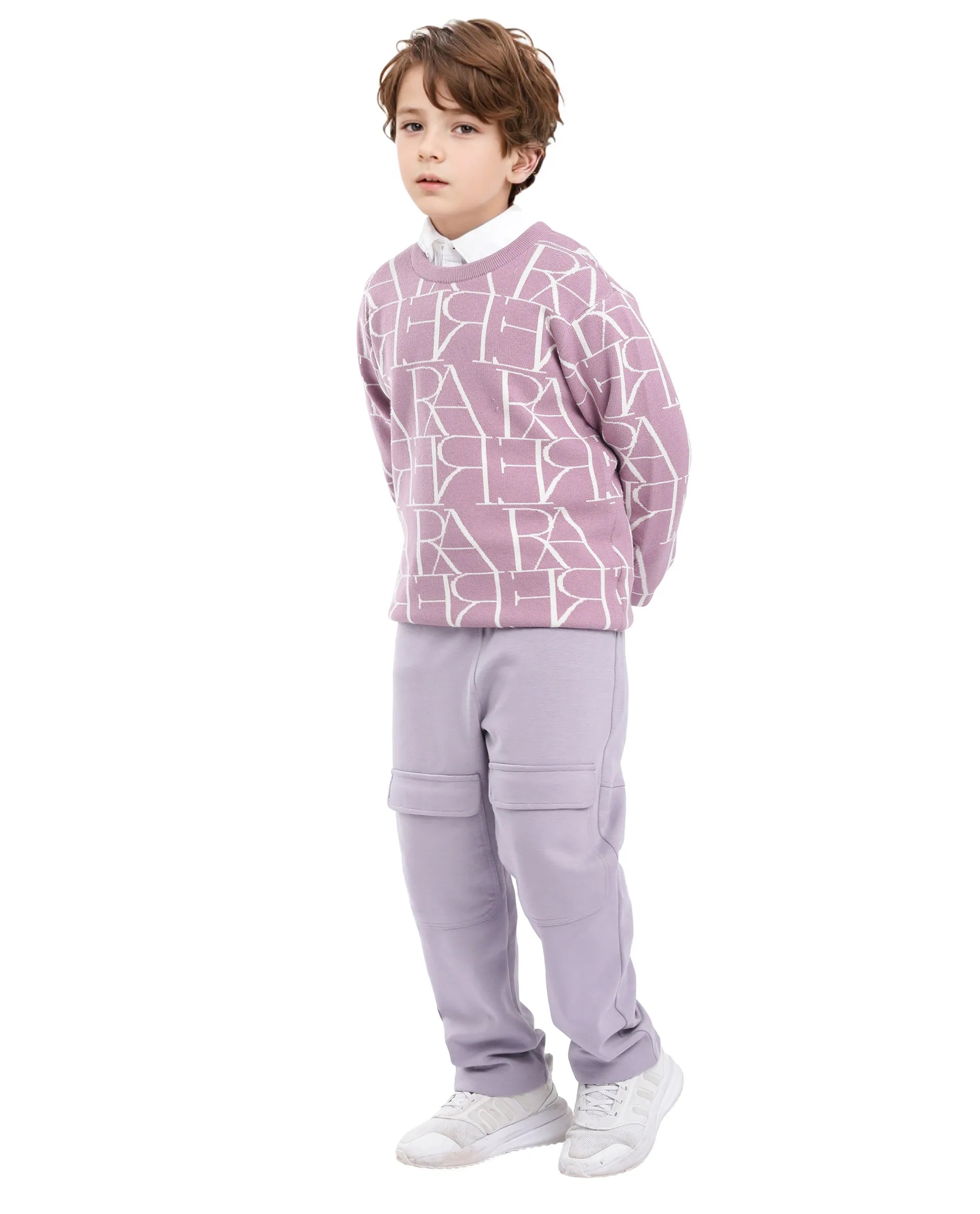 Rare Ones Kids Tami Dusky Purple Cotton Poly Regular Fit Multipocket Solid Trackpant