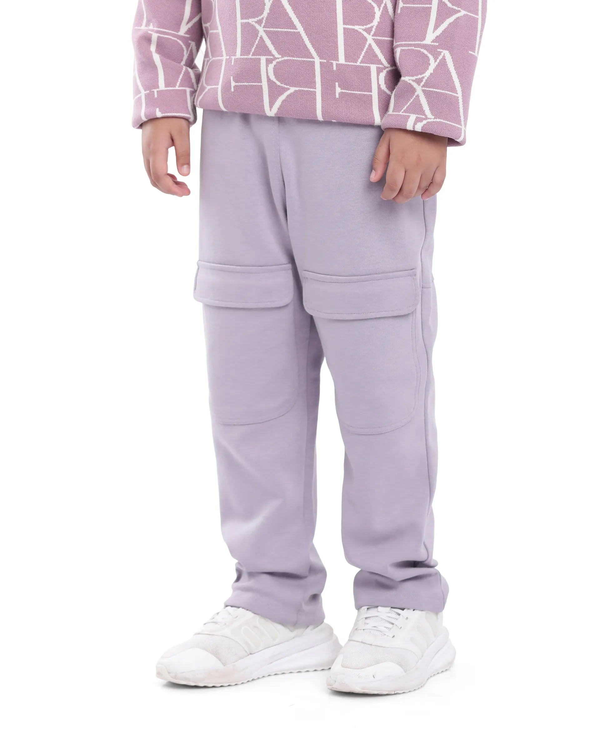 Rare Ones Kids Tami Dusky Purple Cotton Poly Regular Fit Multipocket Solid Trackpant
