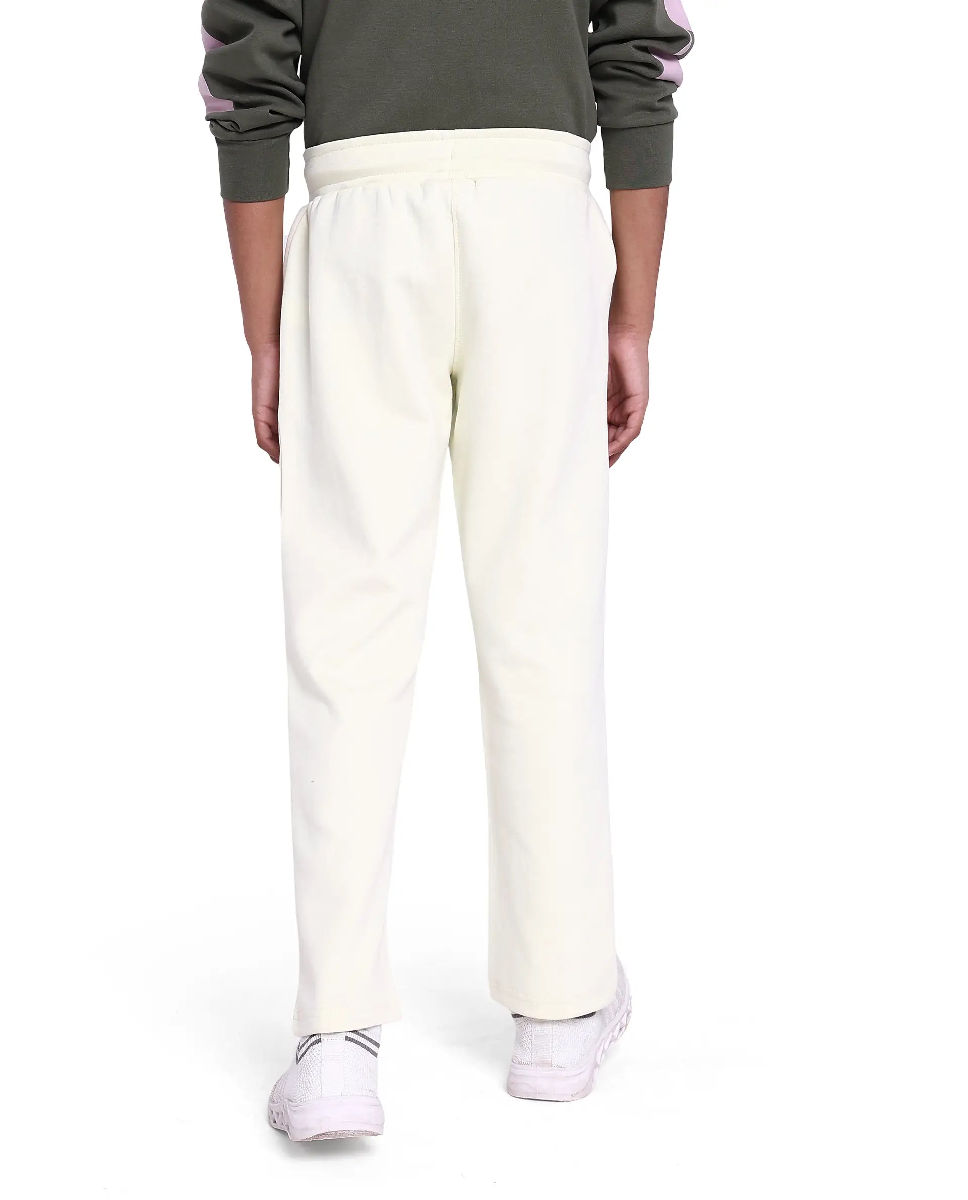 Rare Ones Kids Tami Light Yellow Cotton Poly Regular Fit Multipocket Solid Trackpant