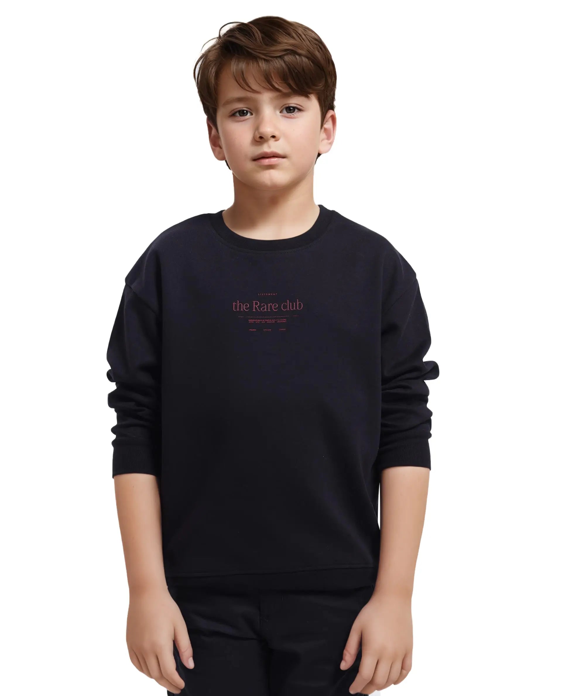 Rare Ones Kids Tamu Black Cotton Full Sleeve Crew Neck HD Print With Twill Texture Sweatshirt