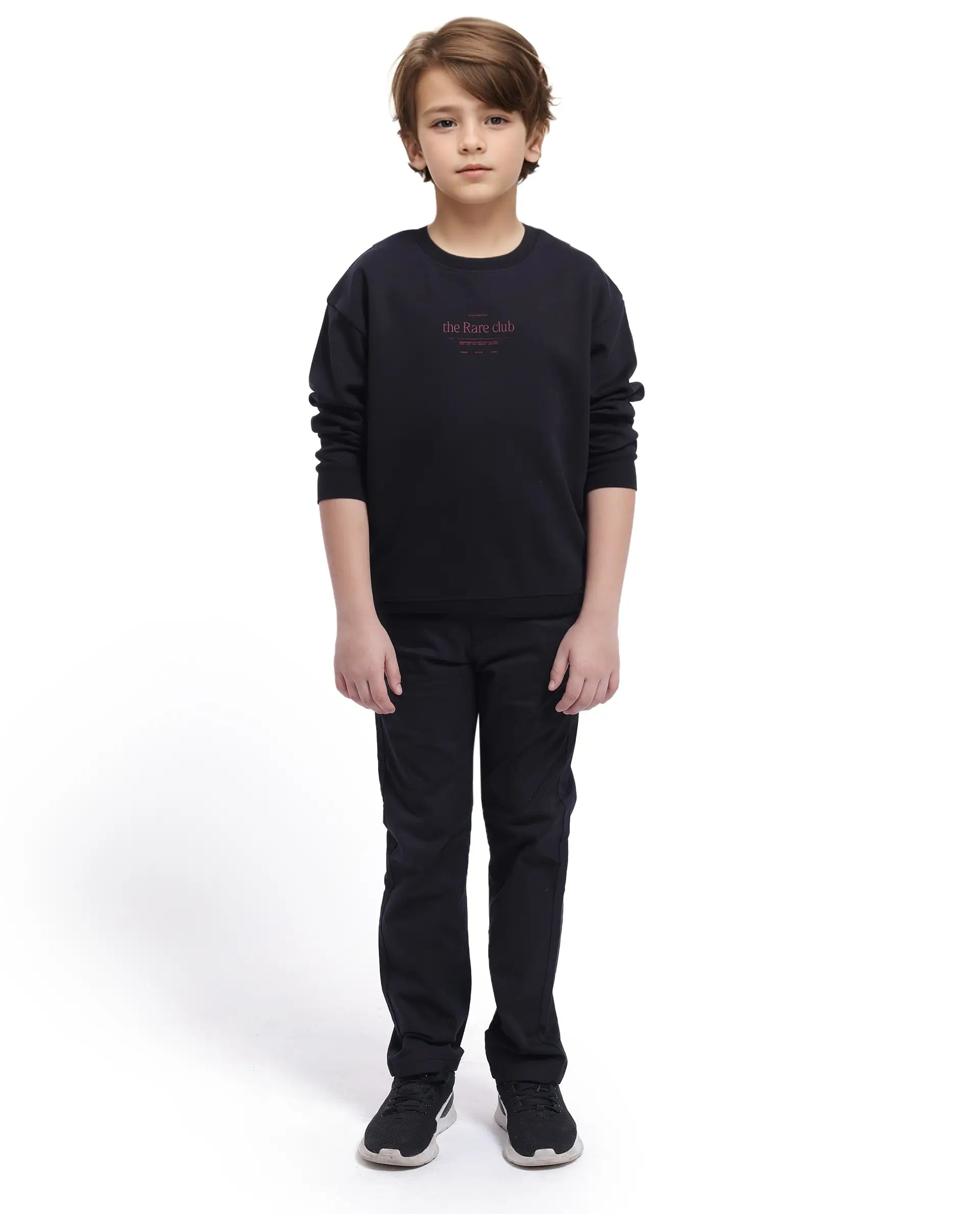 Rare Ones Kids Tamu Black Cotton Full Sleeve Crew Neck HD Print With Twill Texture Sweatshirt
