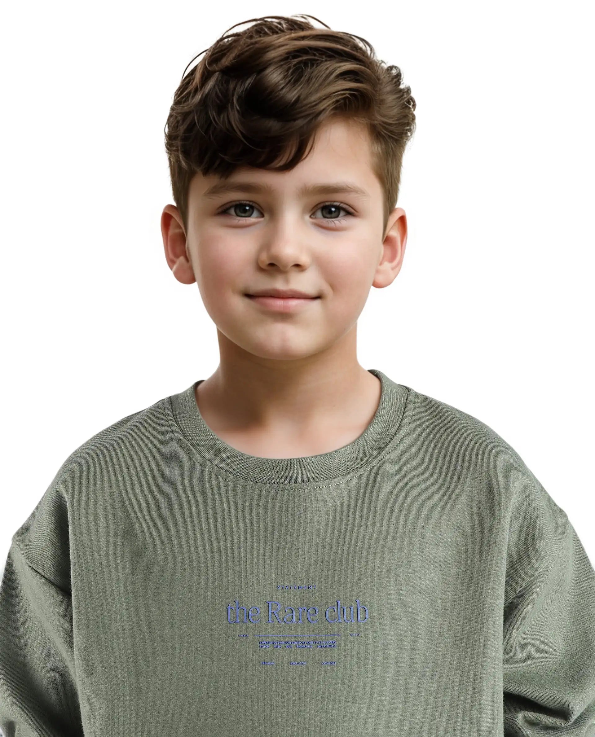 Rare Ones Kids Tamu Dark Green Cotton Full Sleeve Hd Print With Twill Texture Sweatshirt