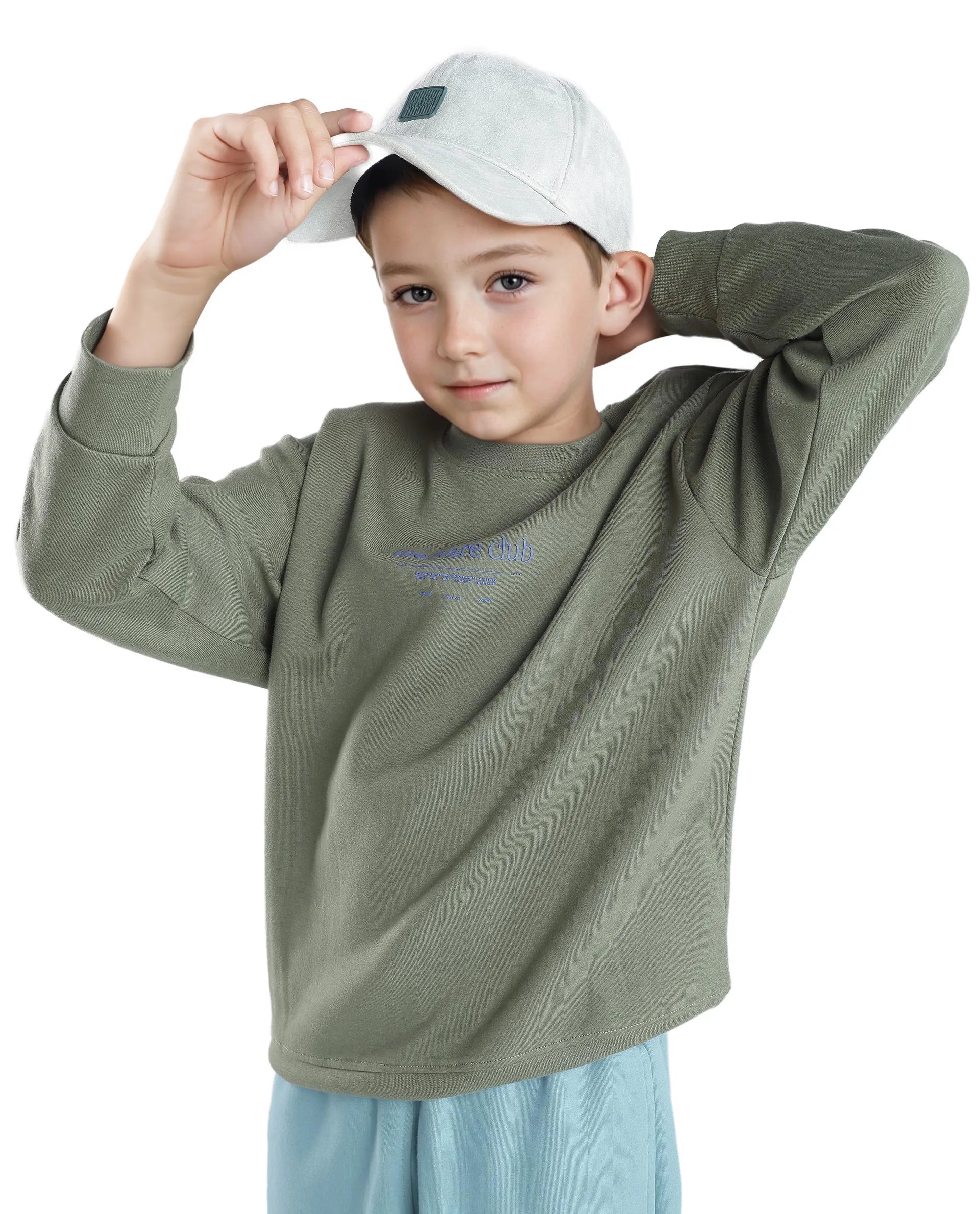 Rare Ones Kids Tamu Dark Green Cotton Full Sleeve Hd Print With Twill Texture Sweatshirt